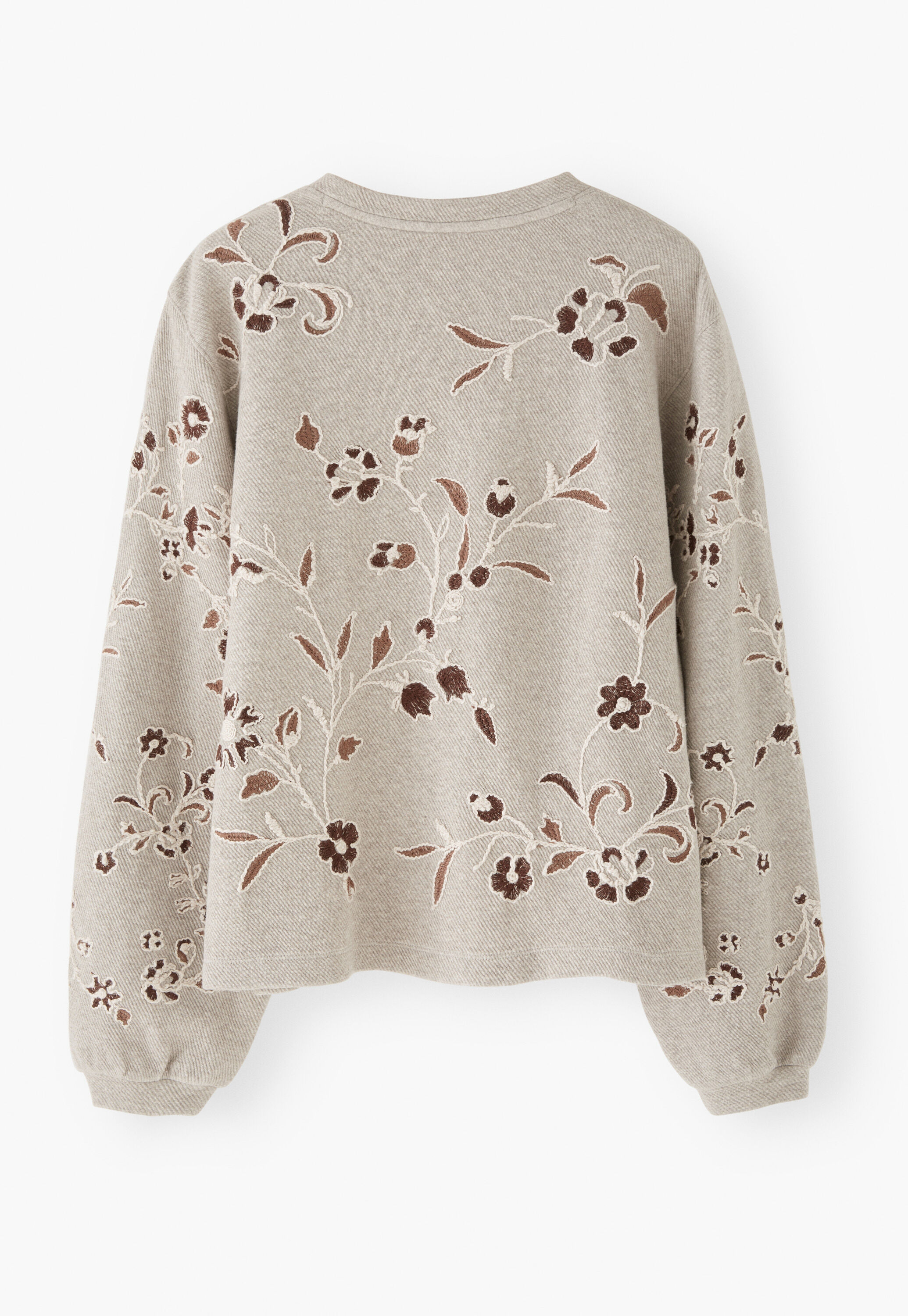 Embroidered jersey top, Light taupe, large