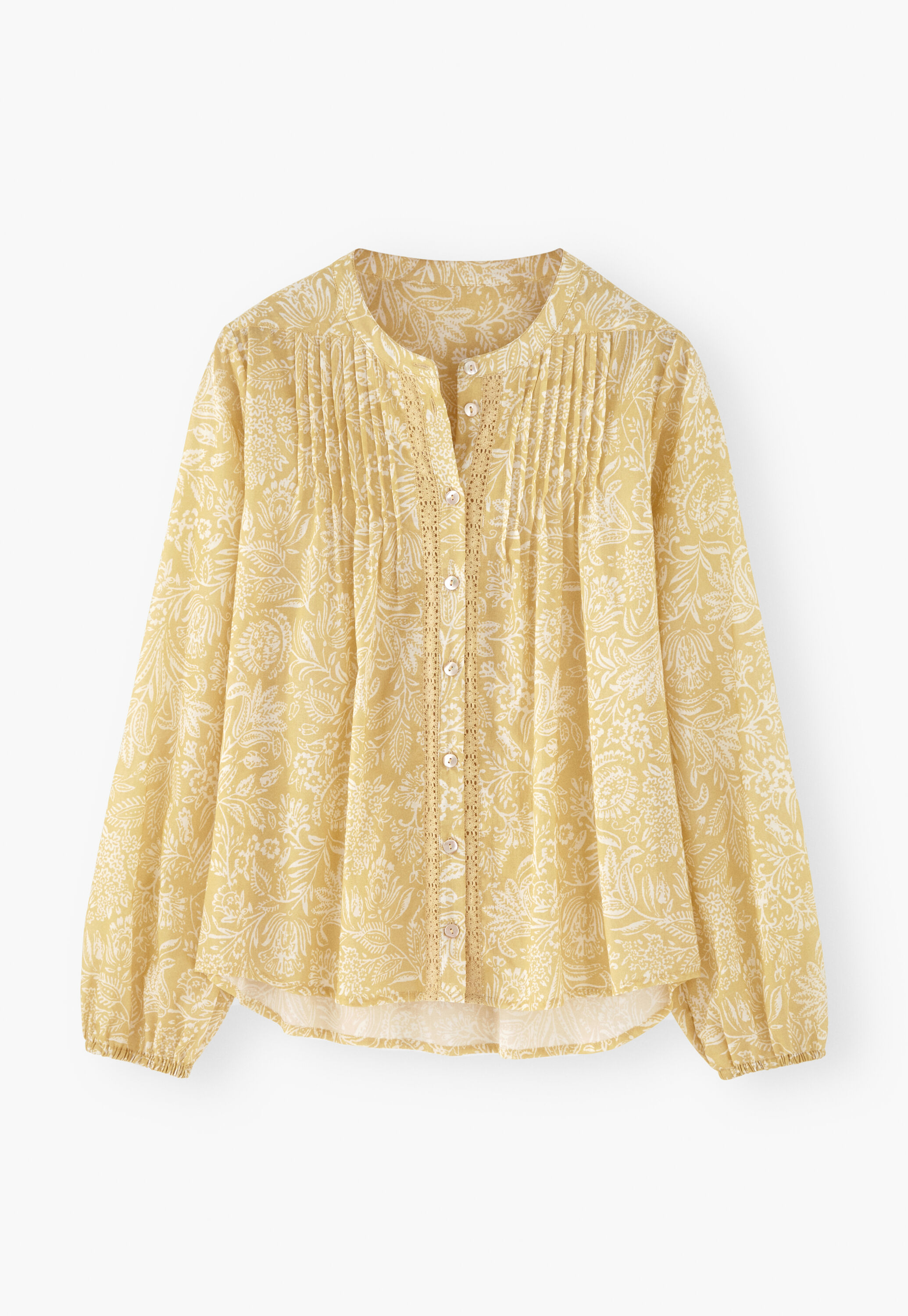 Printed lace-detail blouse