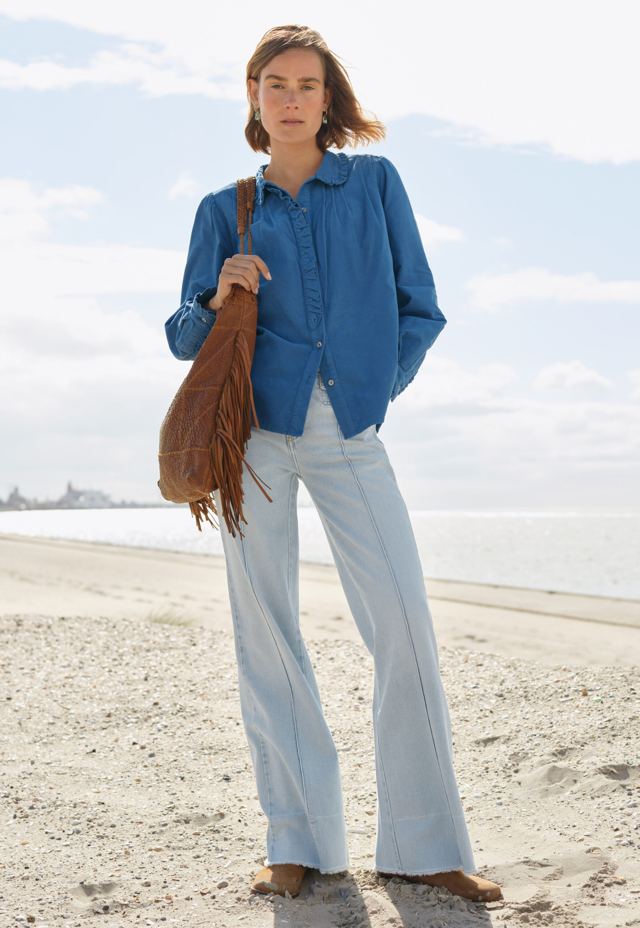 Cord pleated blouse
