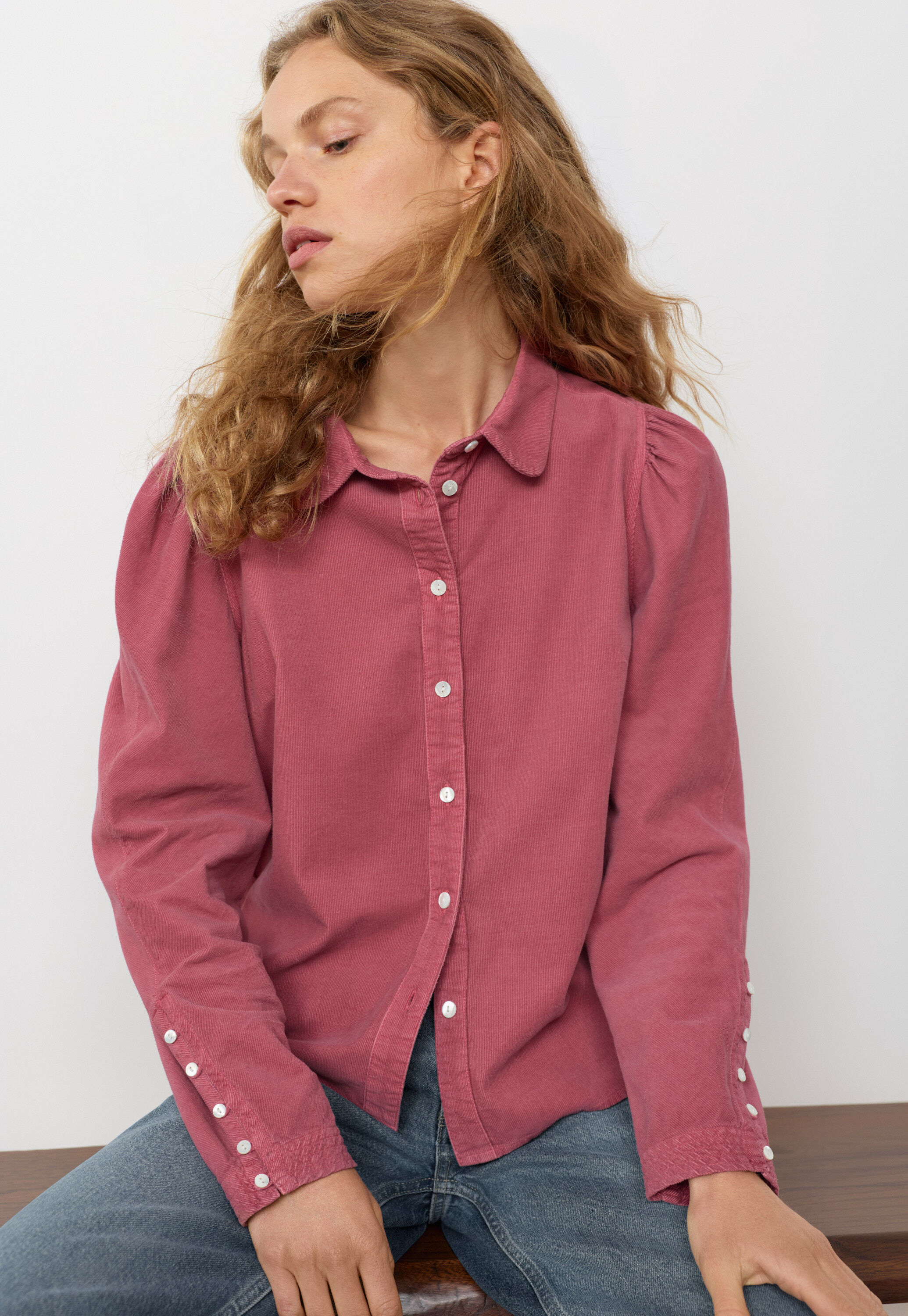 Button-through cord blouse