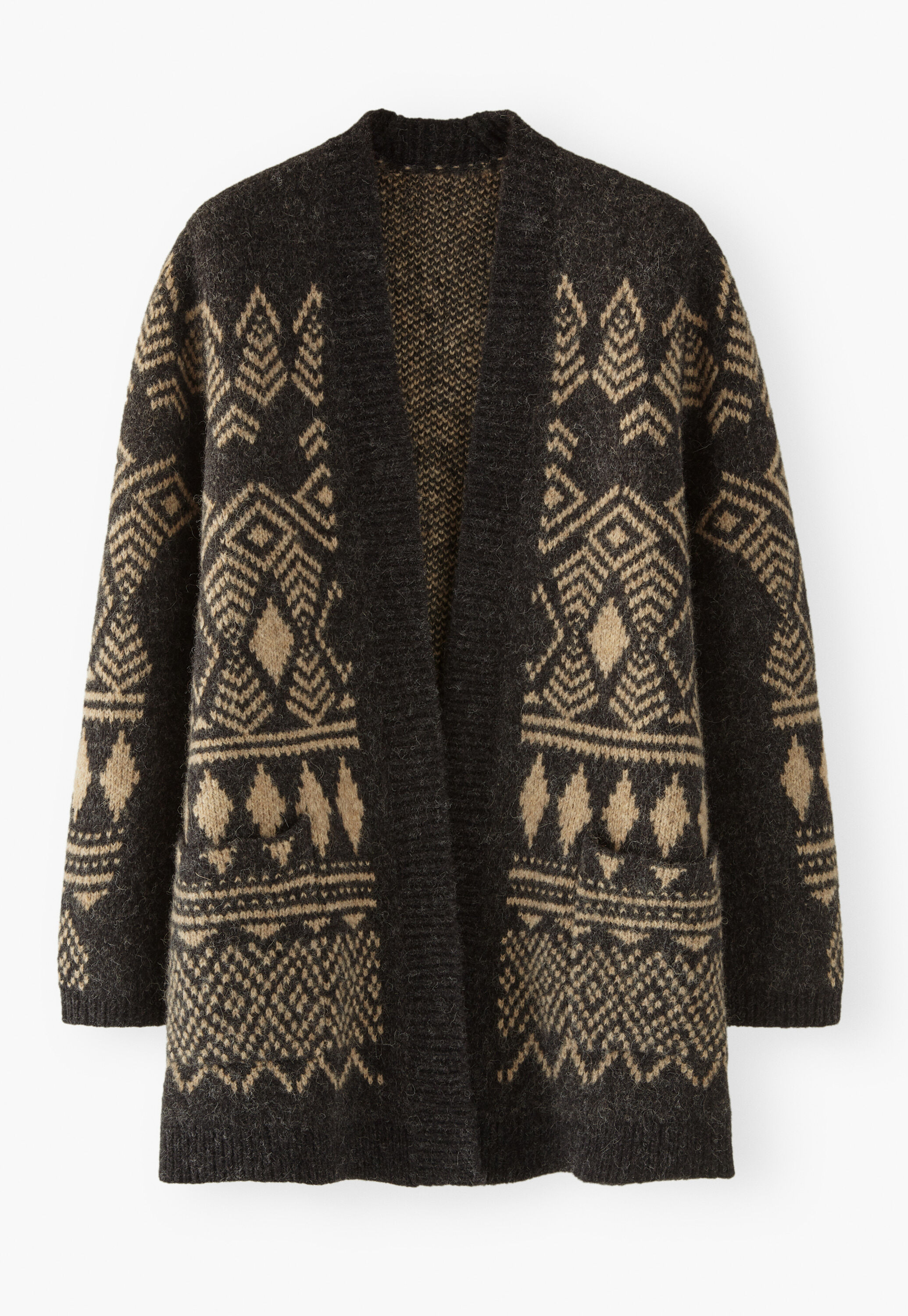 Long jacquard cardigan