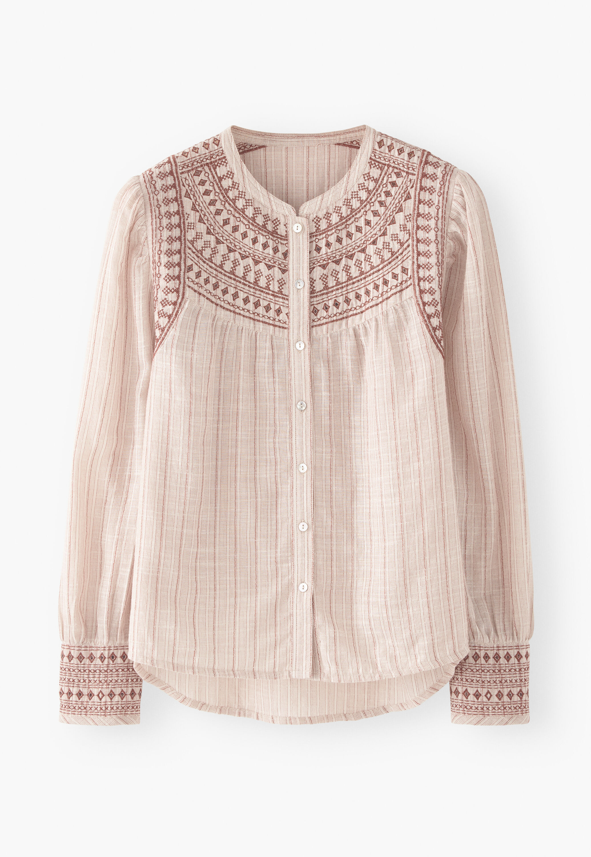 Striped embroidered blouse
