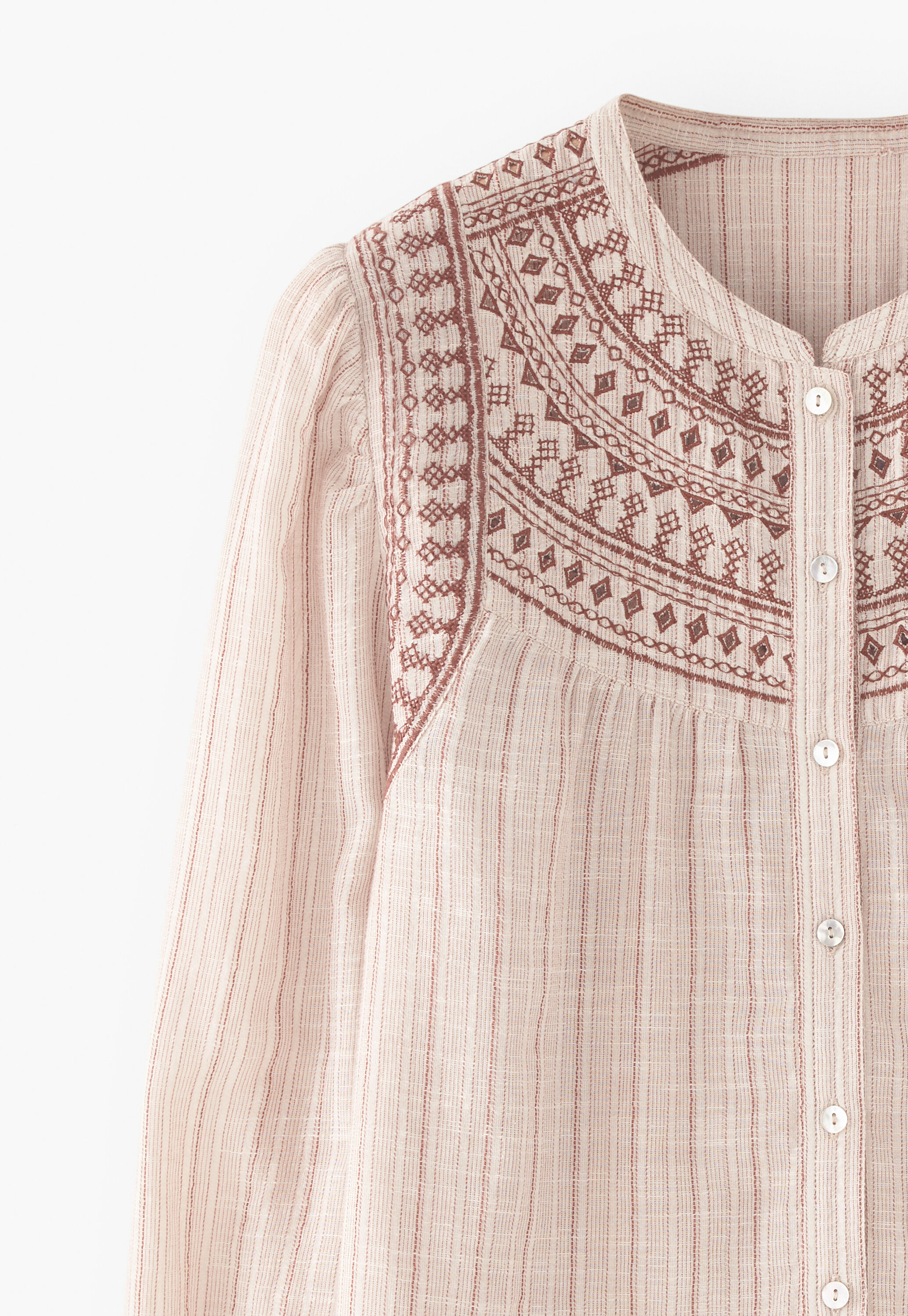 Striped embroidered blouse
