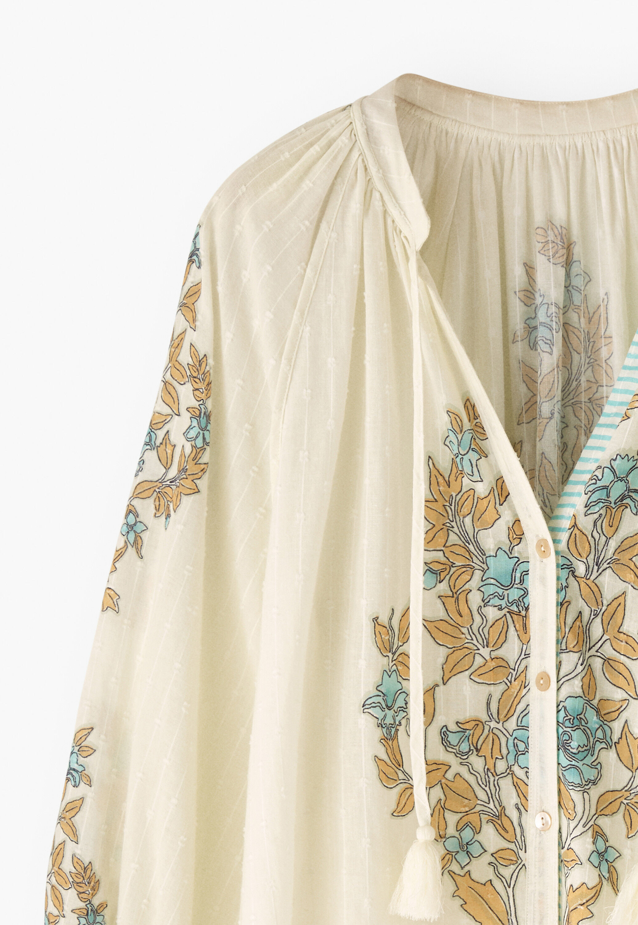 Printed notch-neck blouse