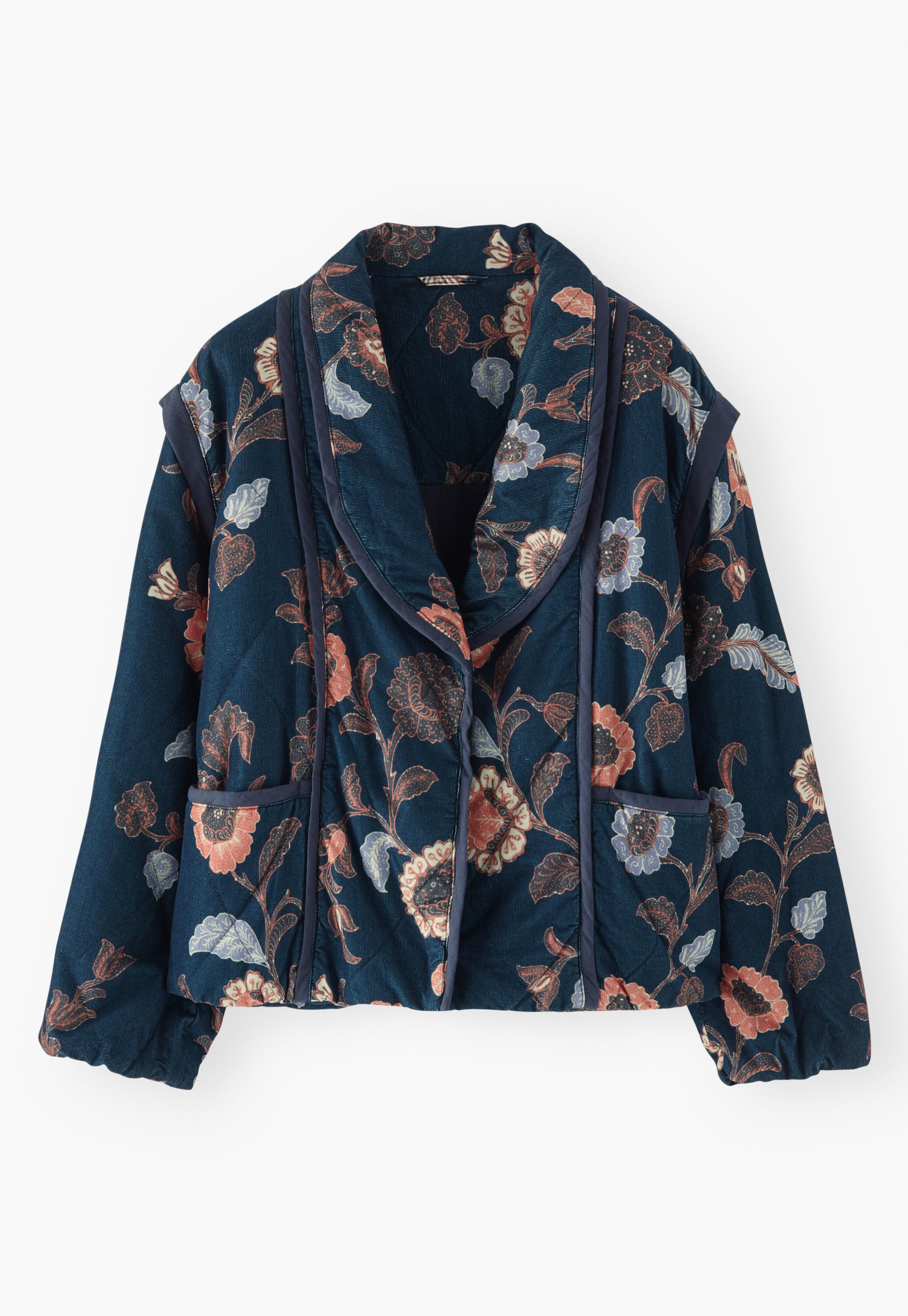 Printed cord puffer jacket