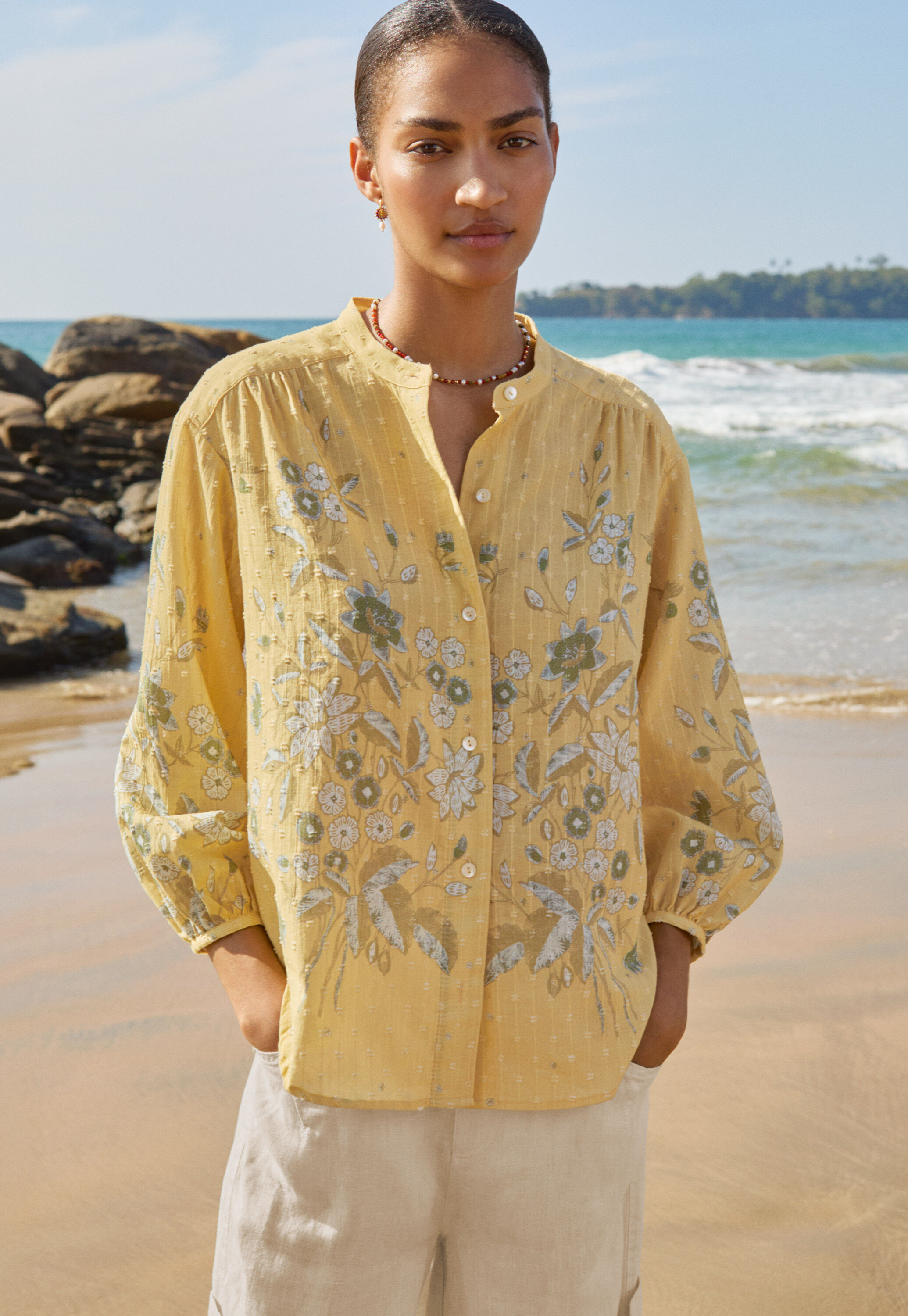 Printed boyfriend blouse