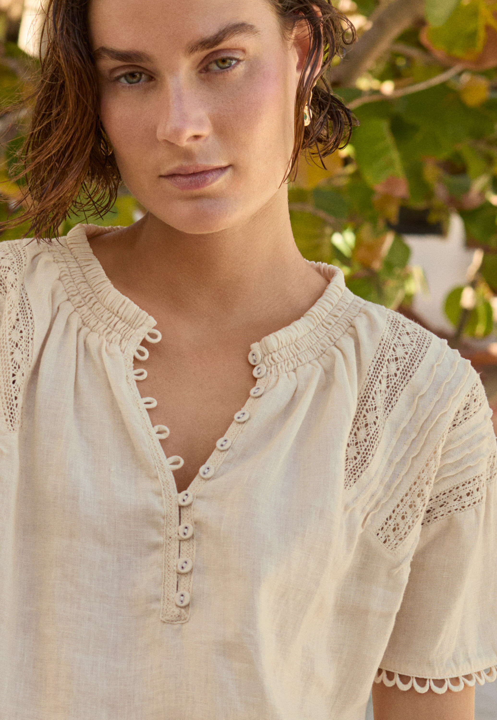 Lace-detail blouse