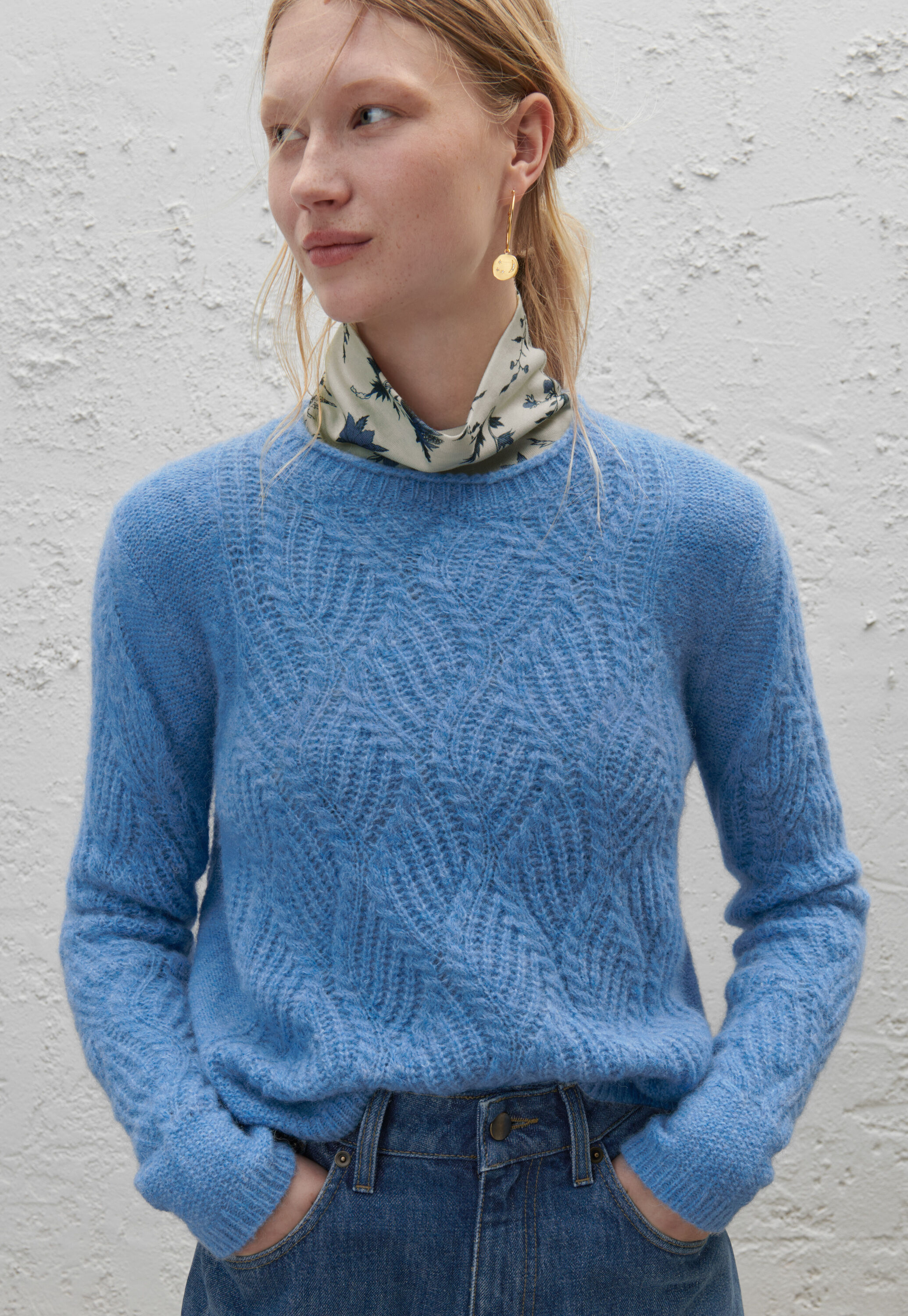 Wave-stitch sweater