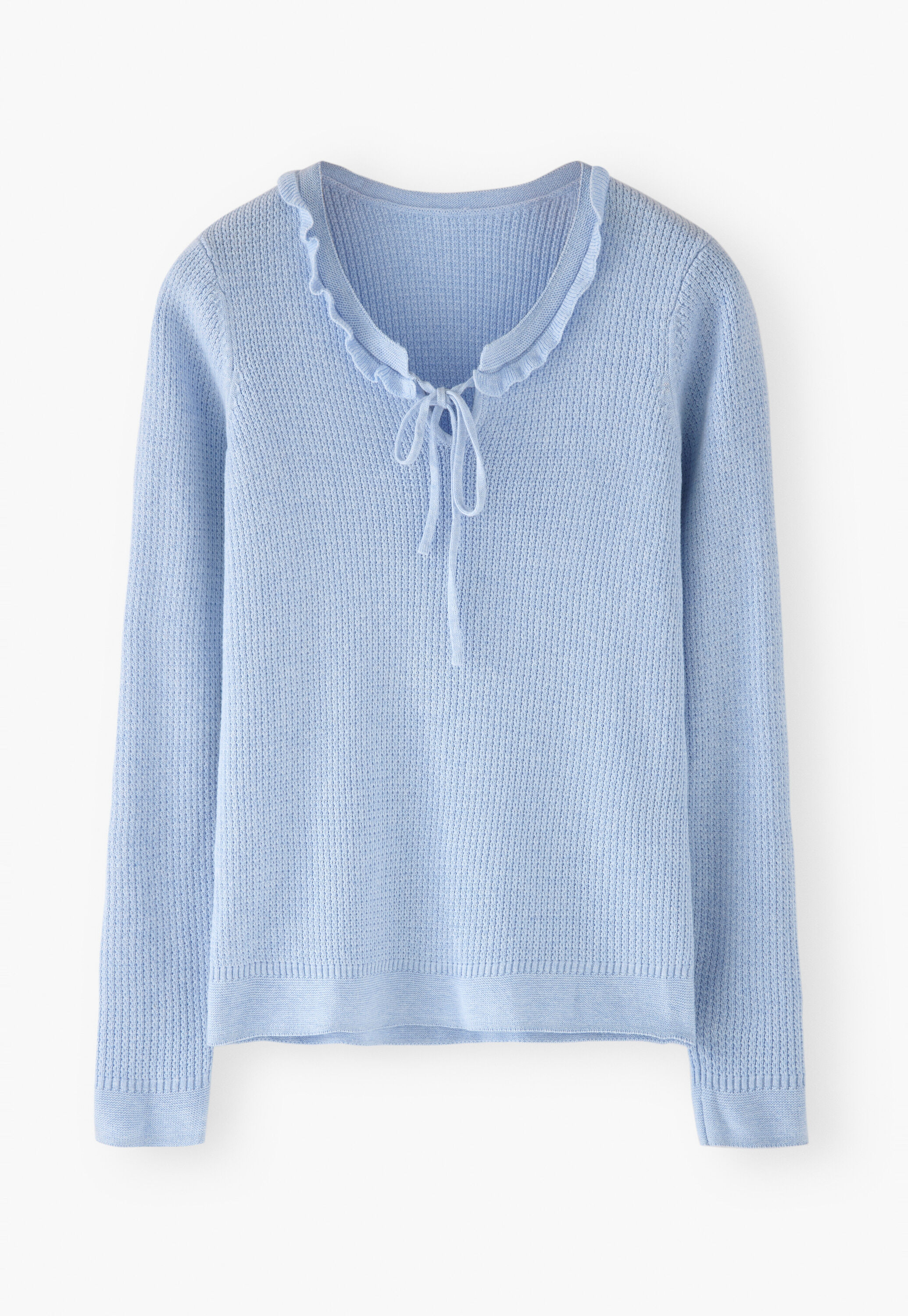 Tie-front tuck-stitch sweater