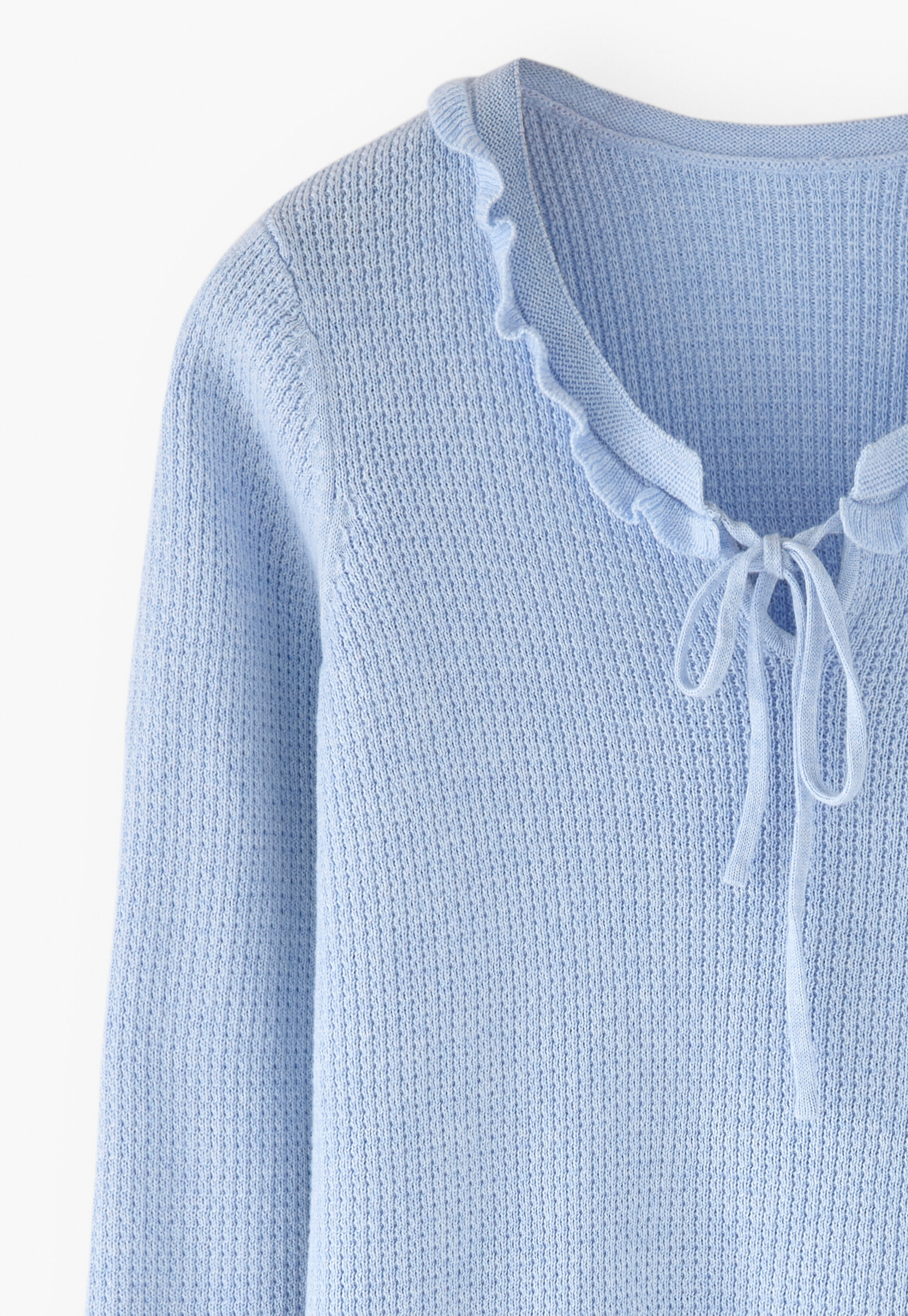 Tie-front tuck-stitch sweater