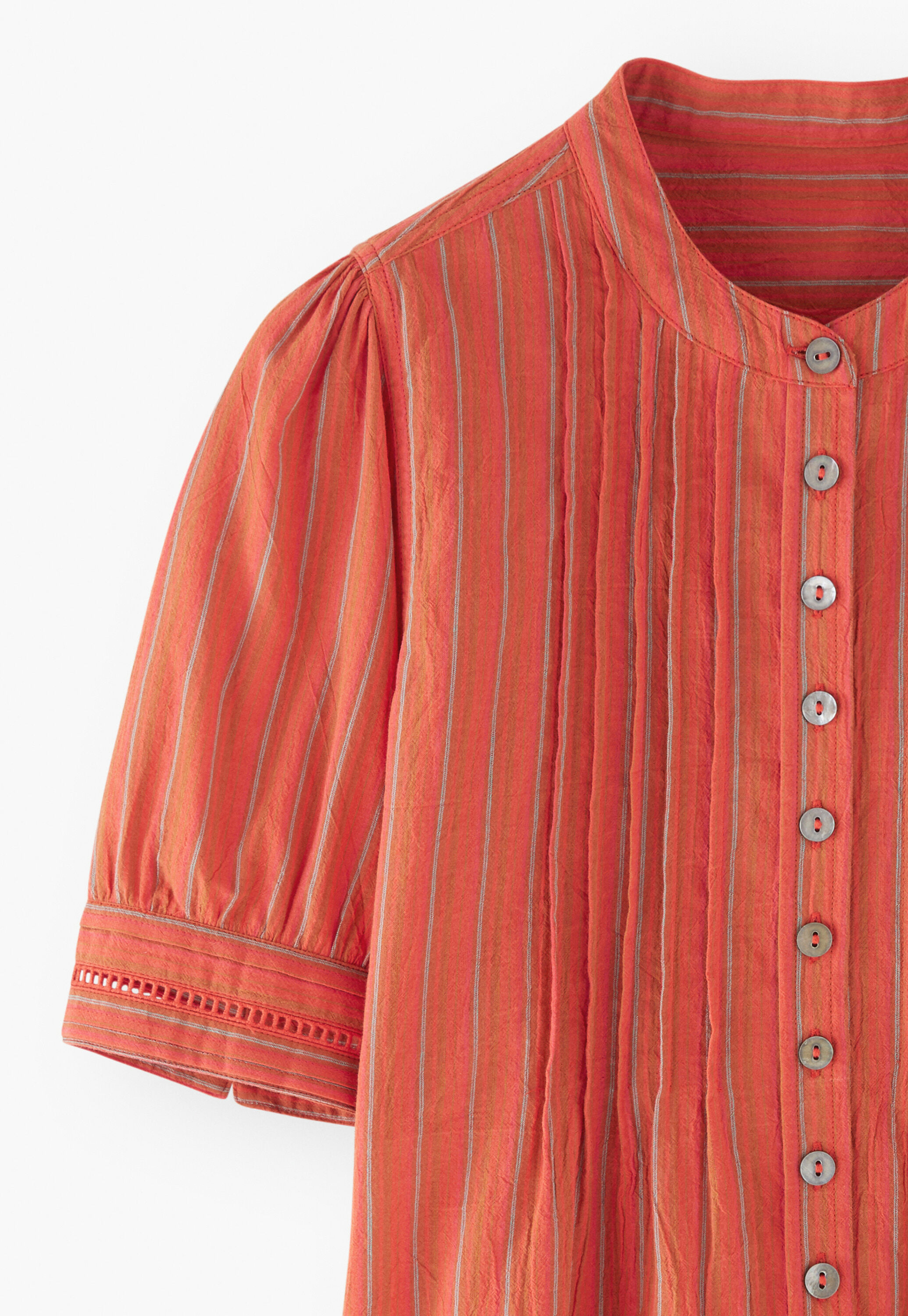 Striped short-sleeved blouse