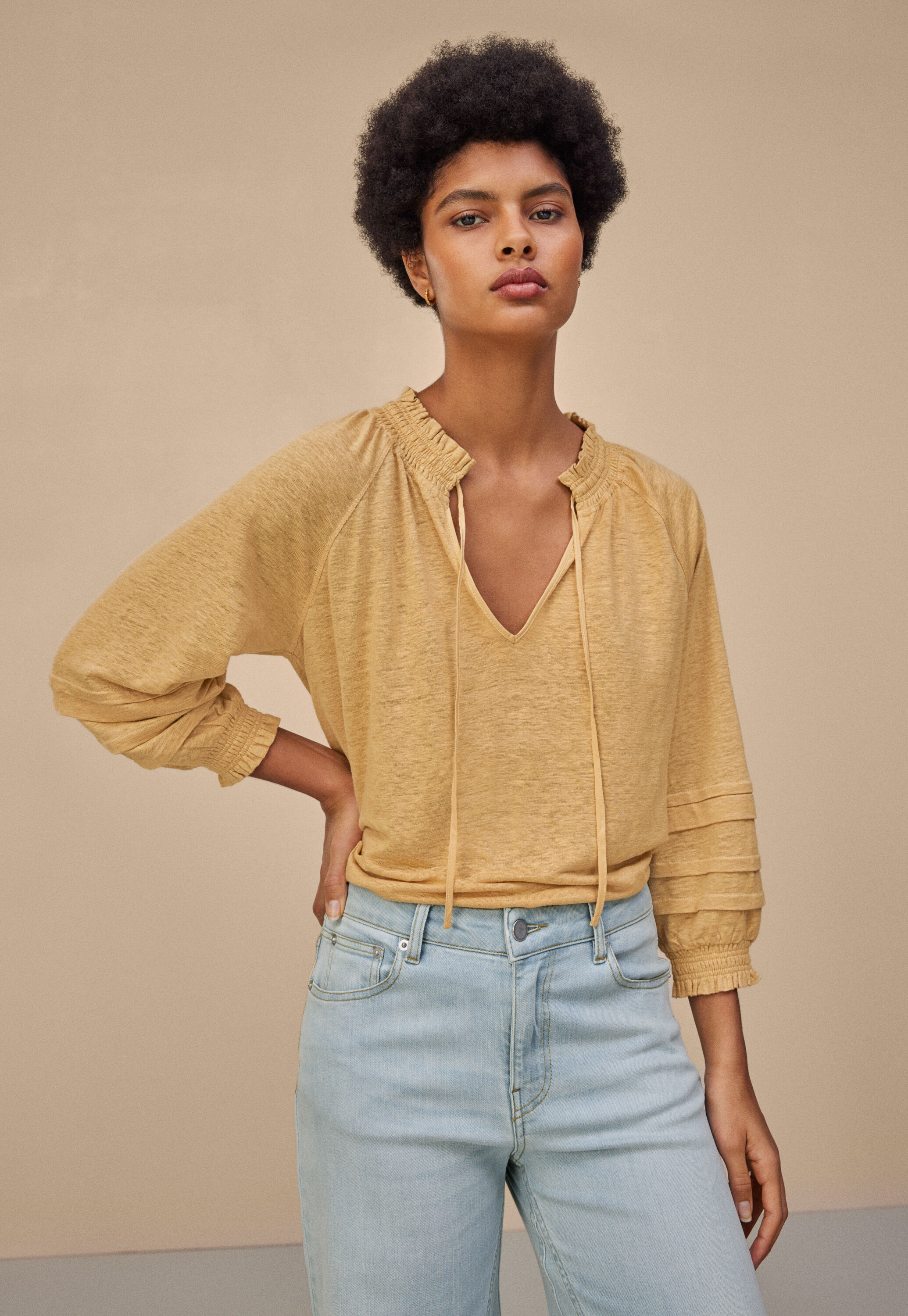 Notch-neck blouse