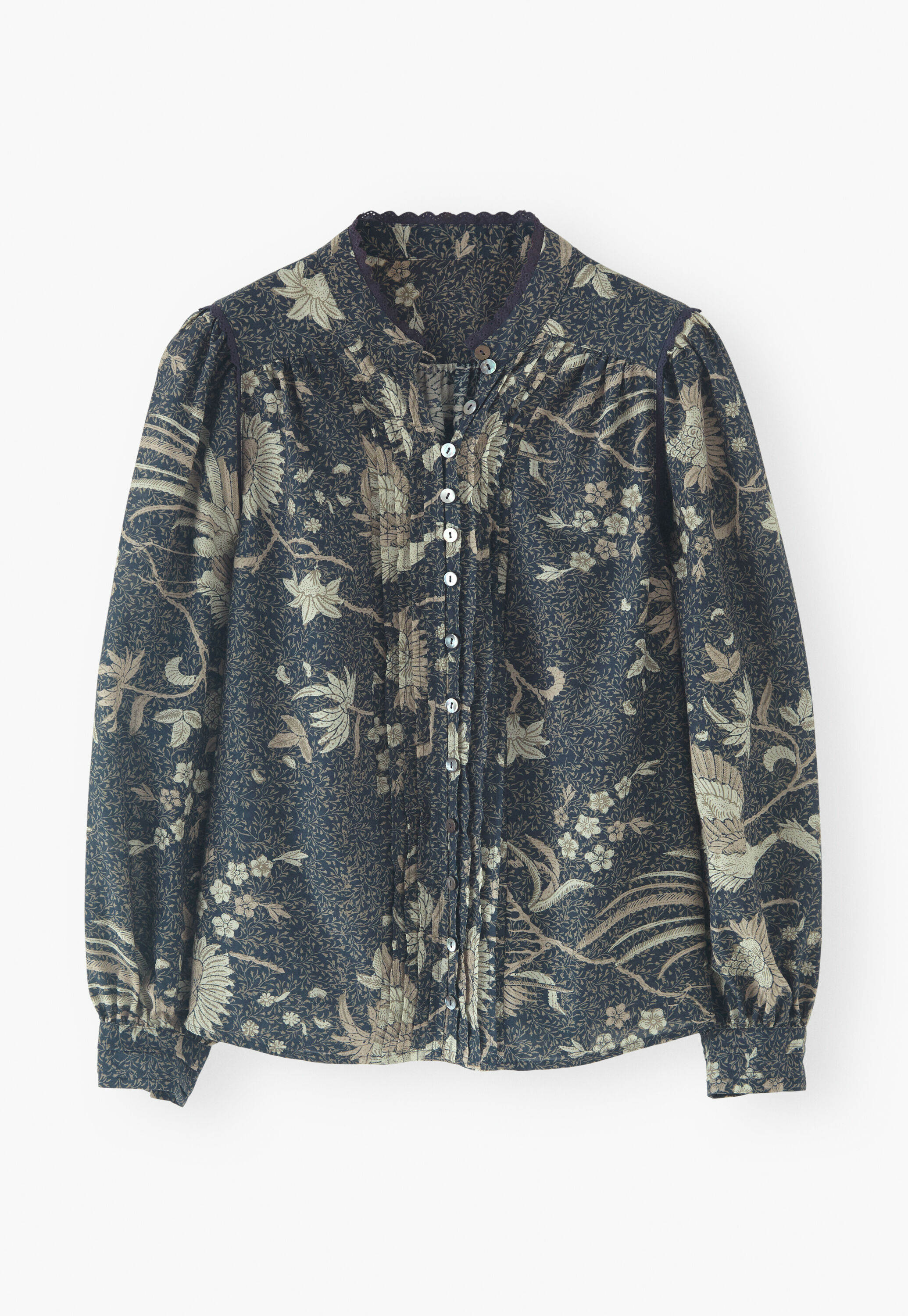 Printed pleat detail blouse