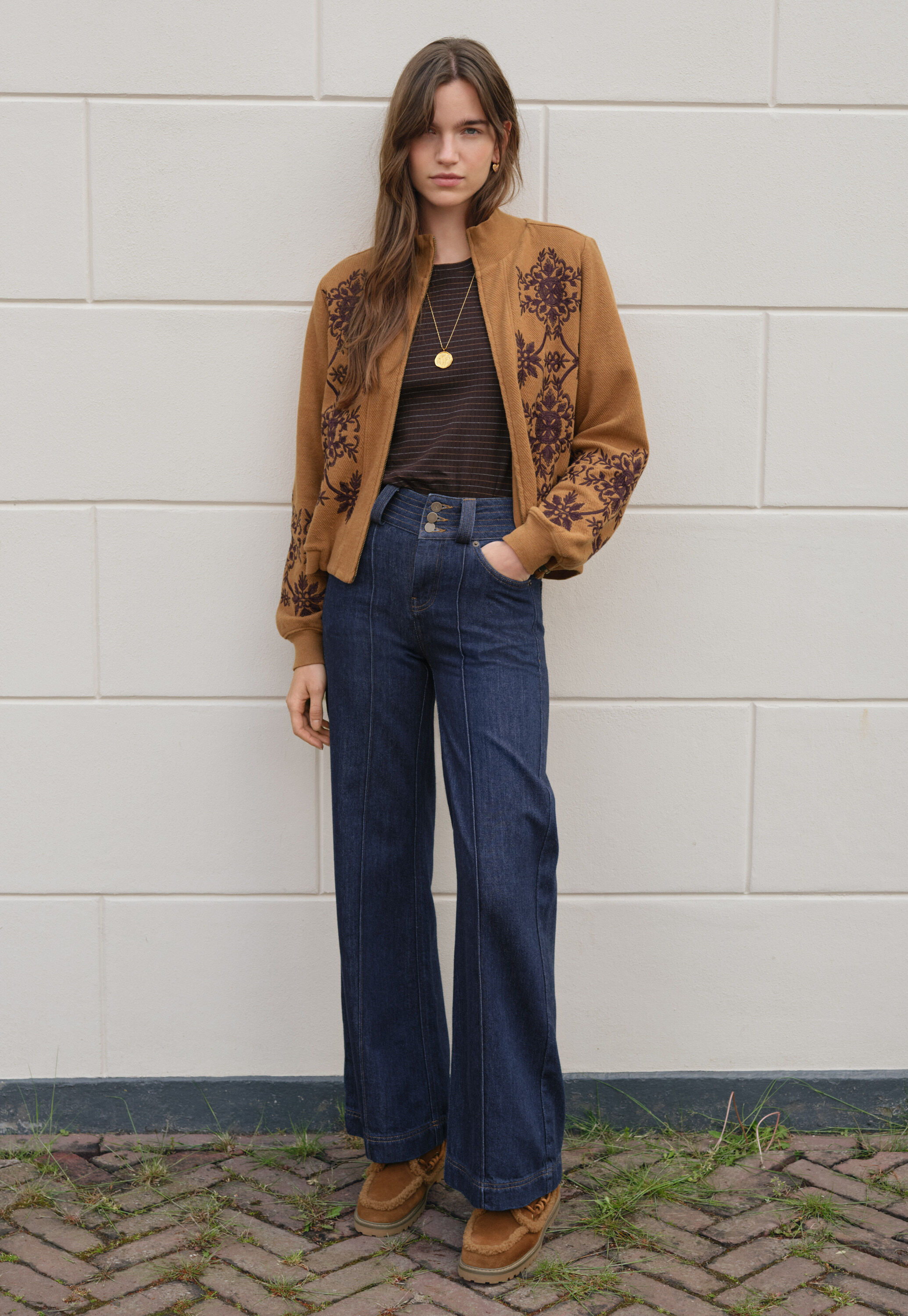 Embroidered jersey jacket