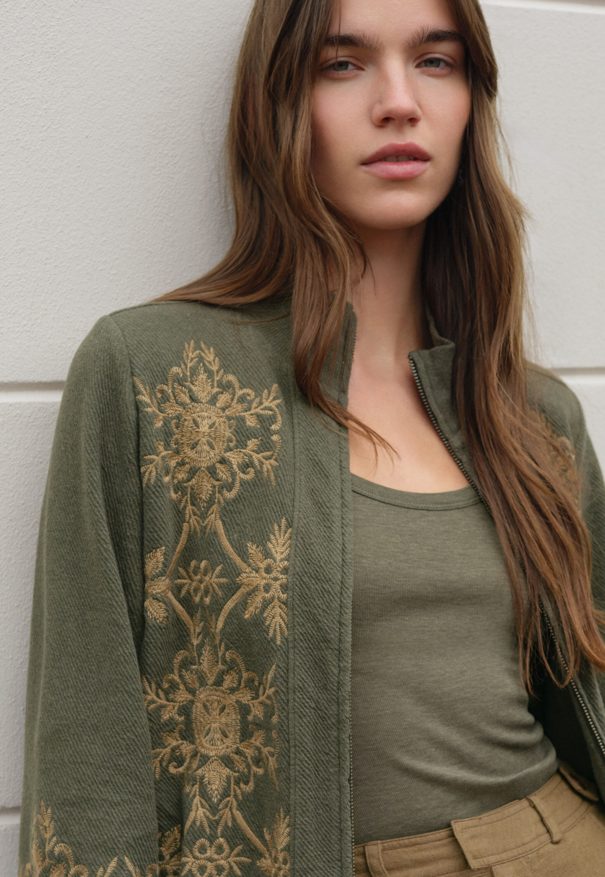 Embroidered jersey jacket
