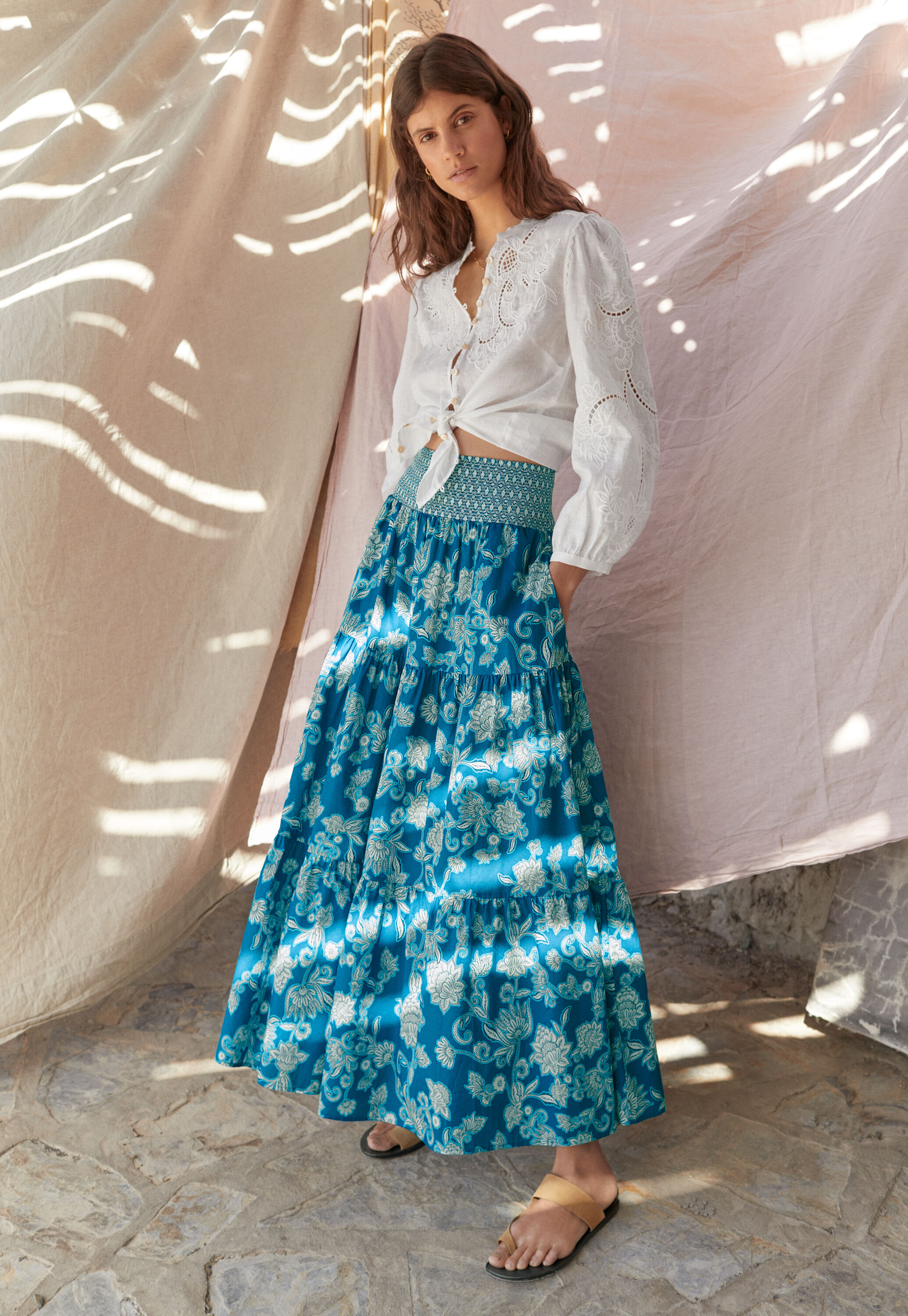 Embroidered cutwork blouse