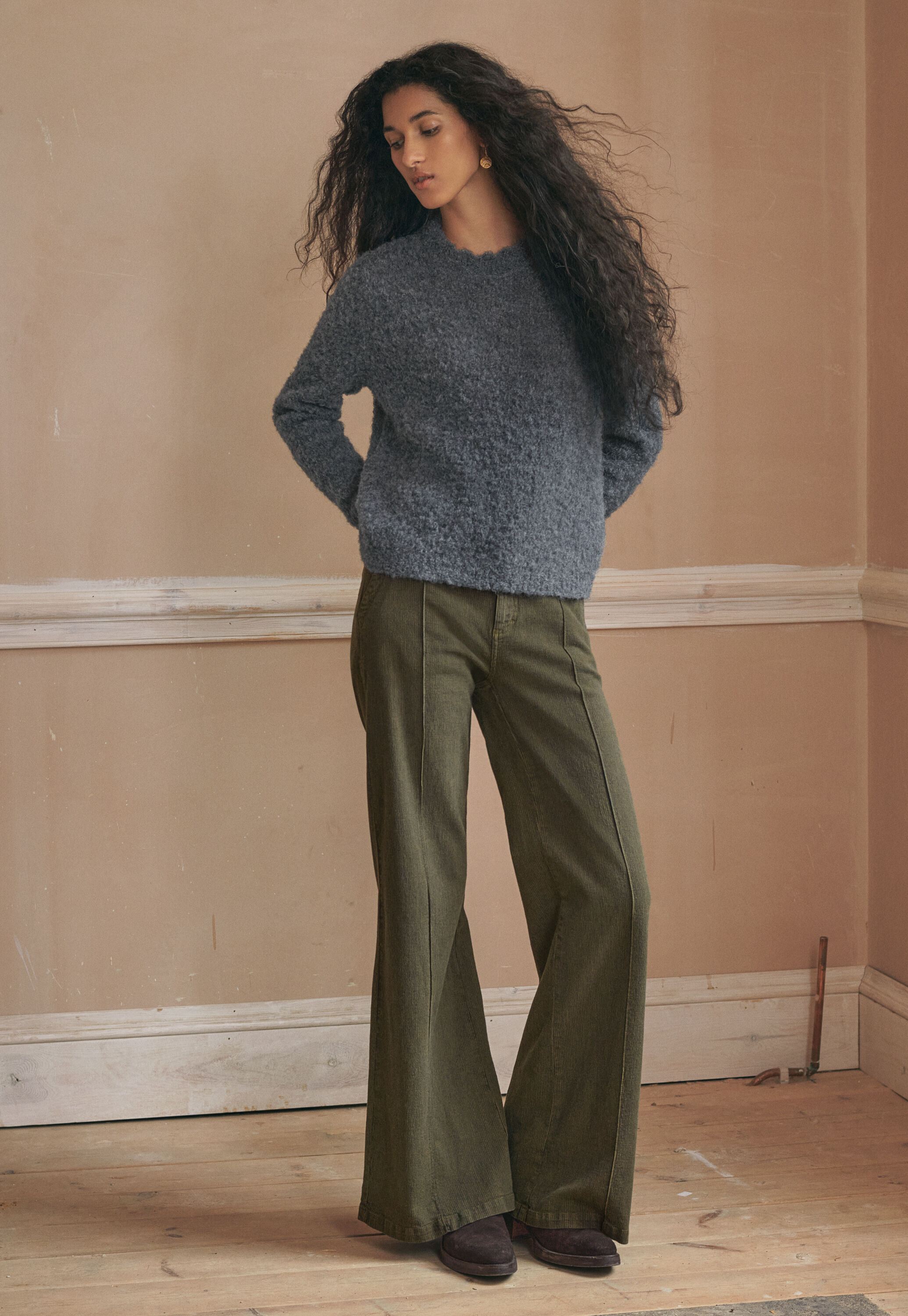 Striped wide-leg trousers