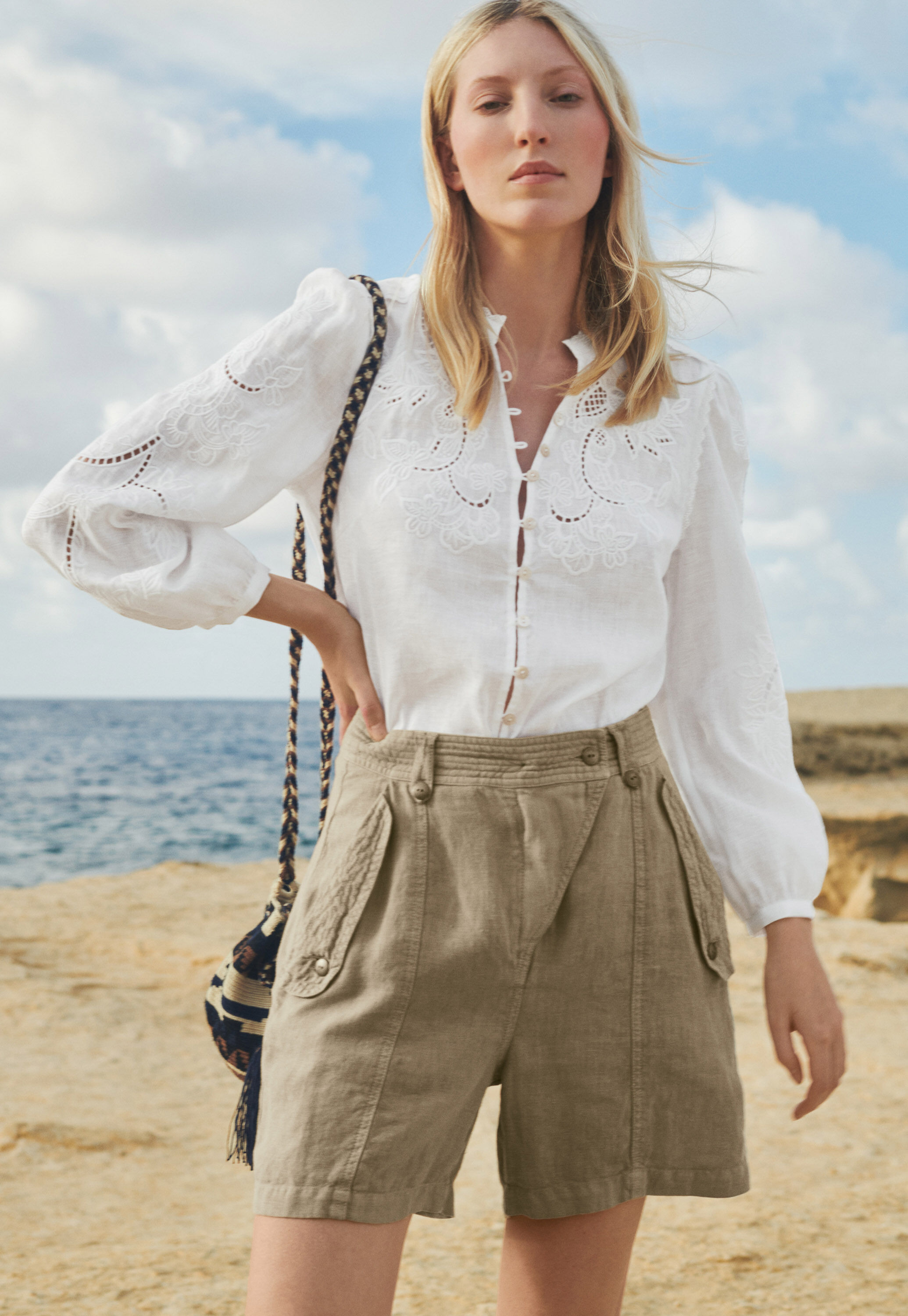 Embroidered cutwork blouse