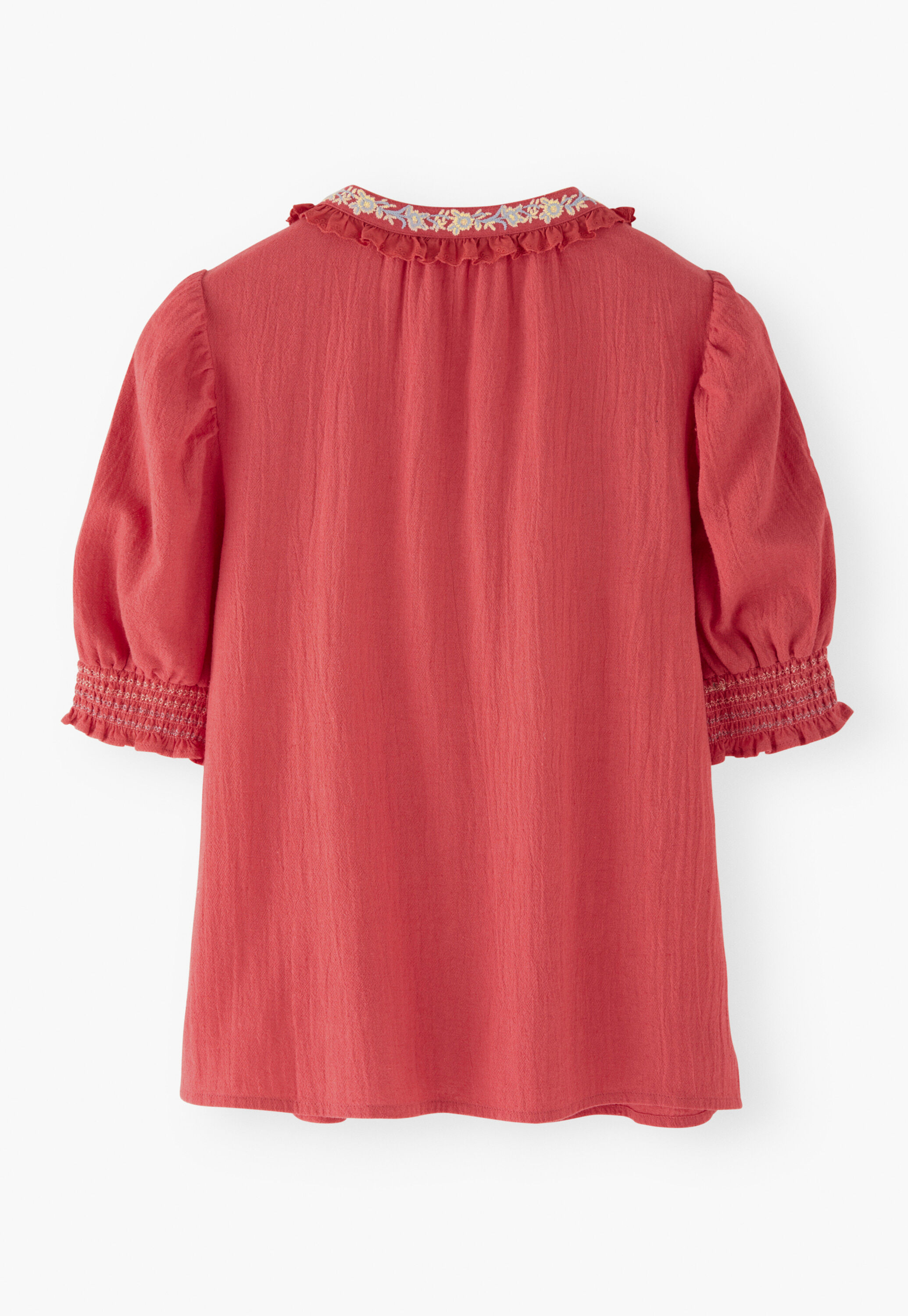 Embroidered short-sleeved blouse
