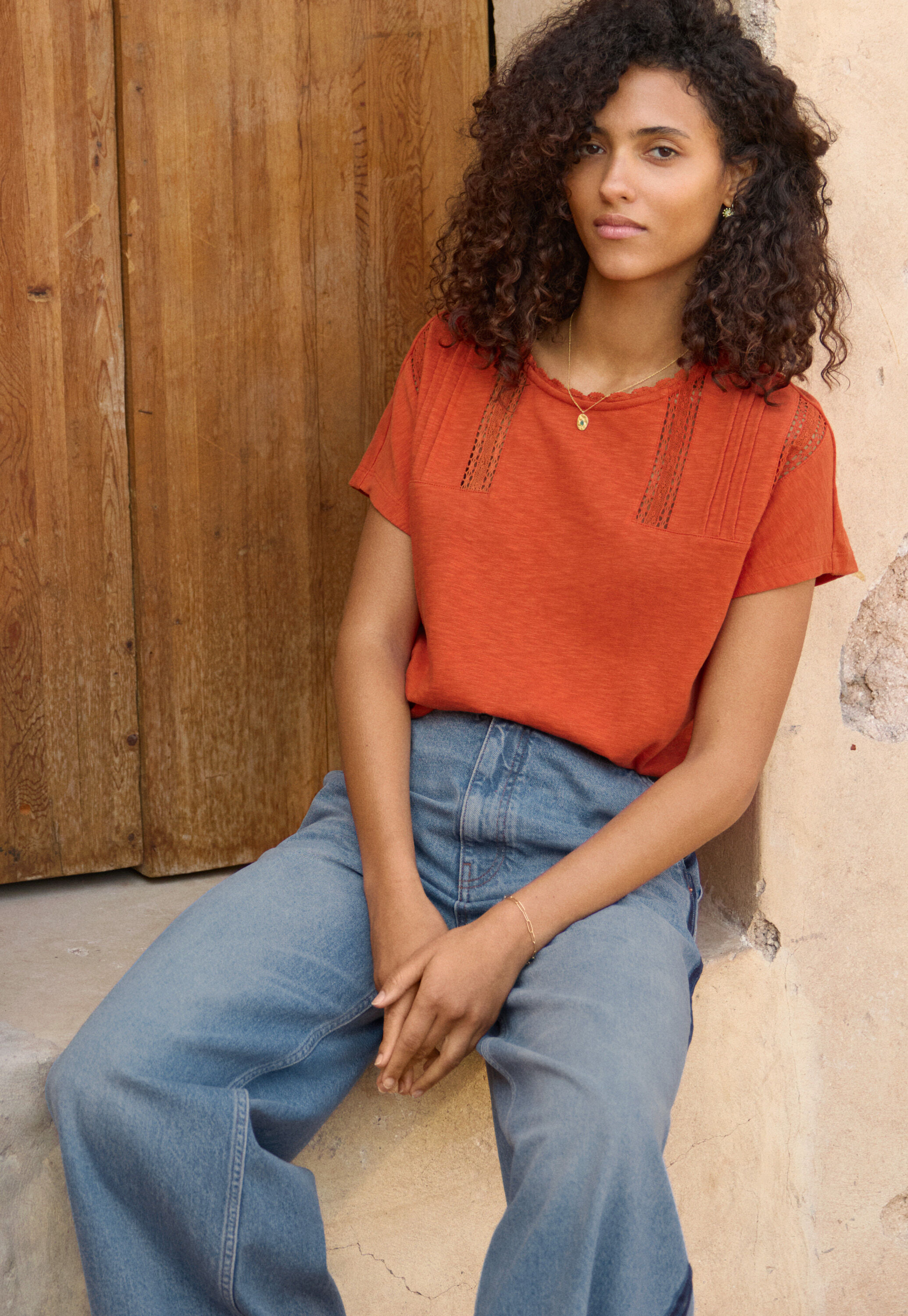 Jersey lace top