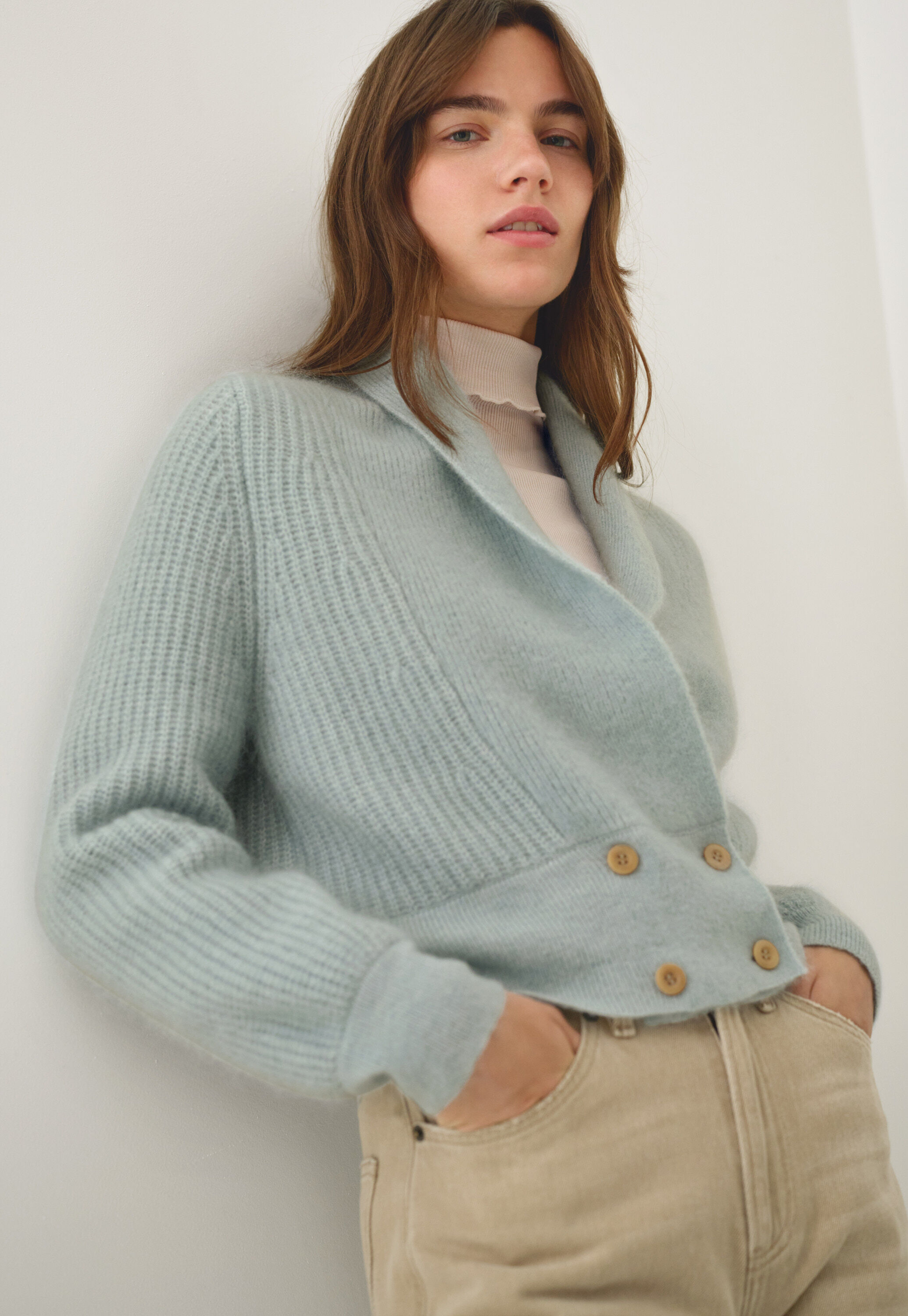 Shawl-collar cardigan
