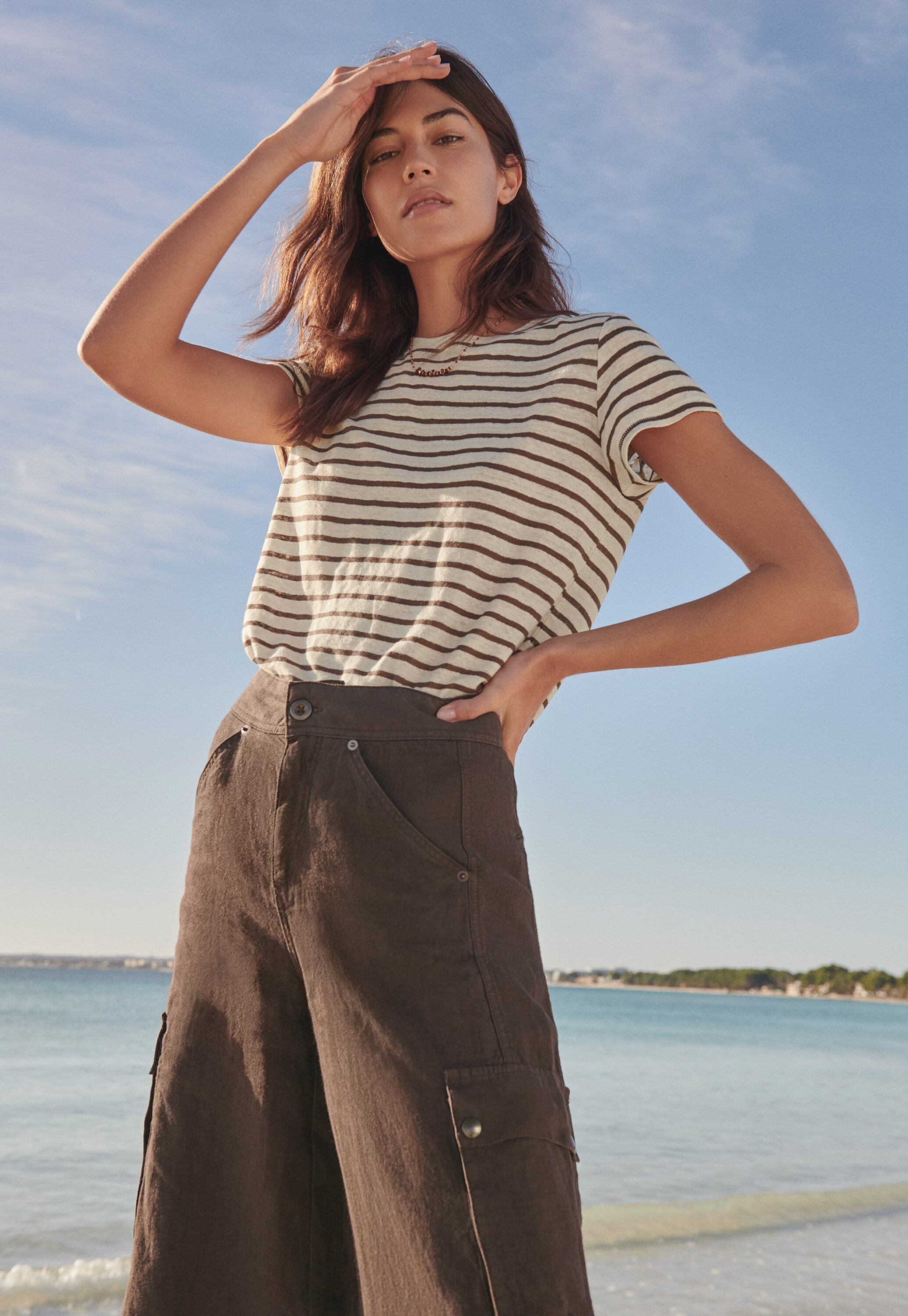 Wide-leg patch-pocket trousers
