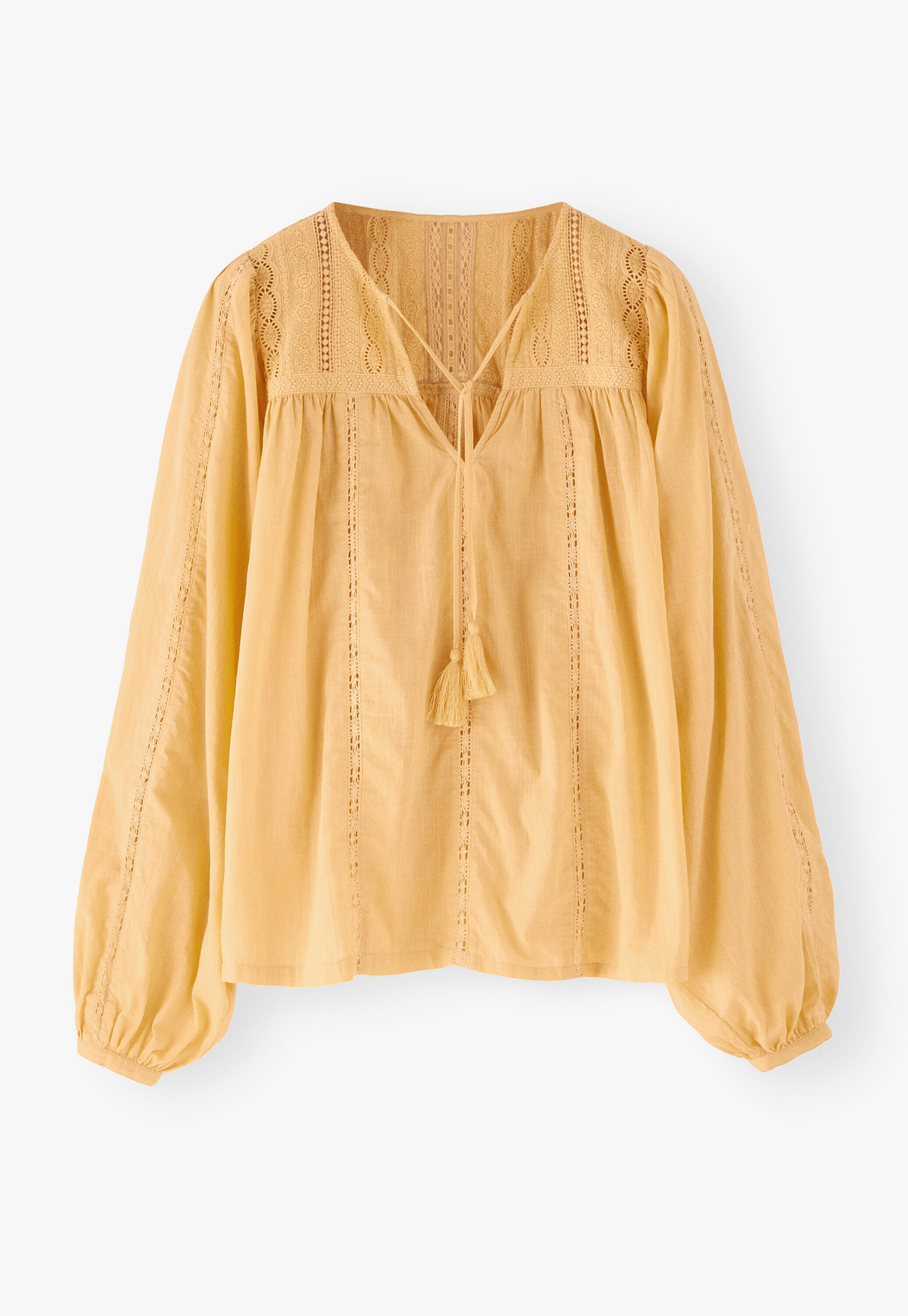 Lace-insert blouse