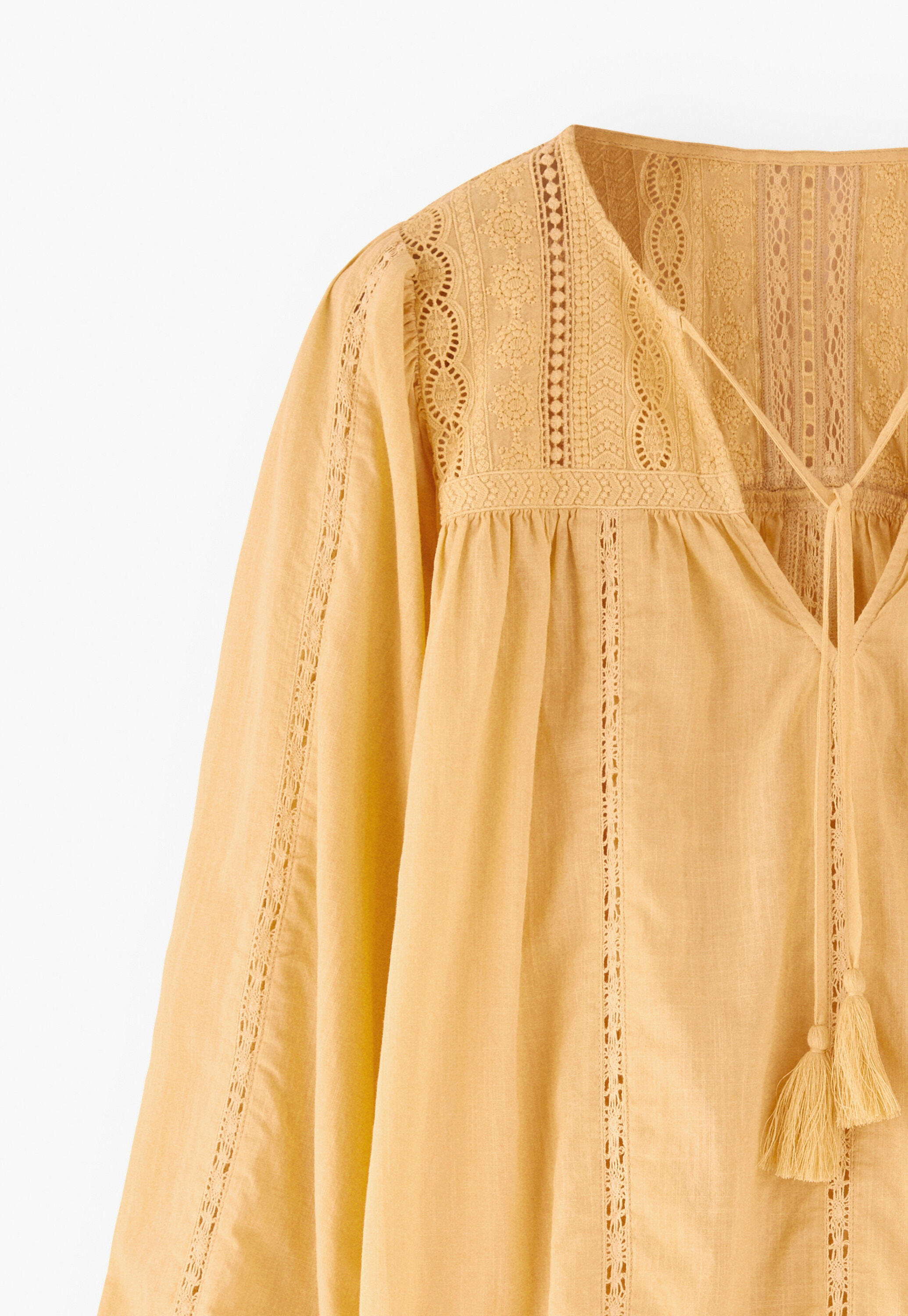 Lace-insert blouse