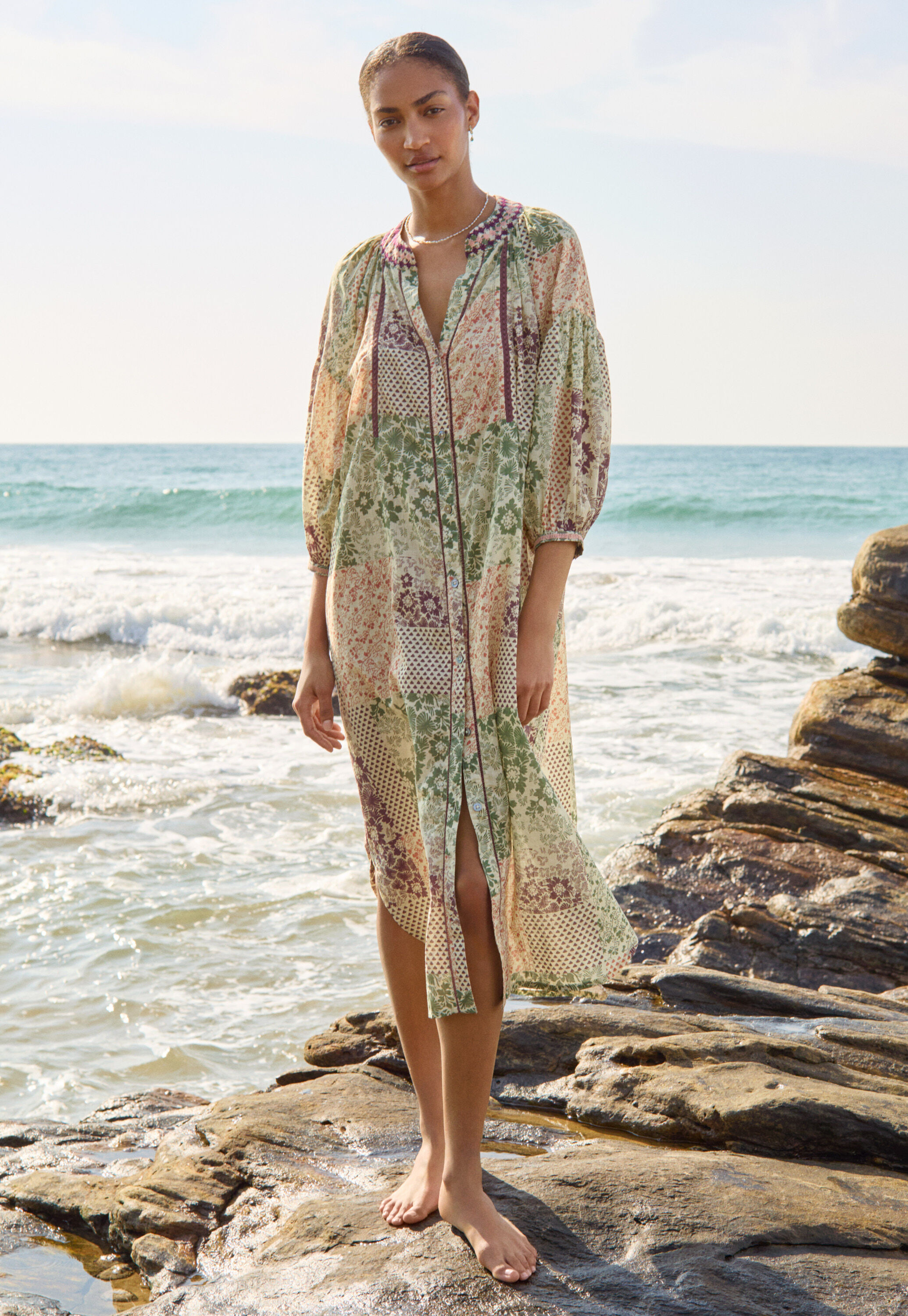 Patch print kaftan