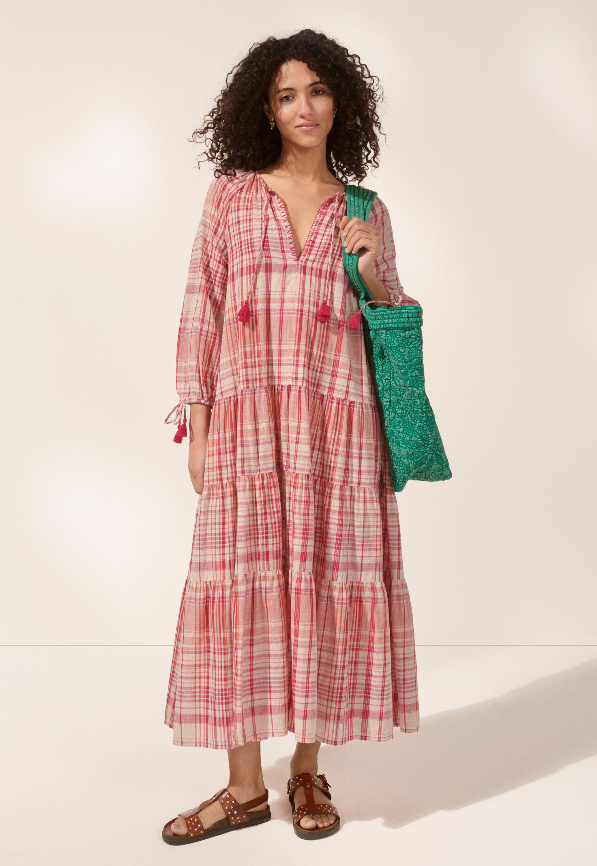 Checked maxi-dress