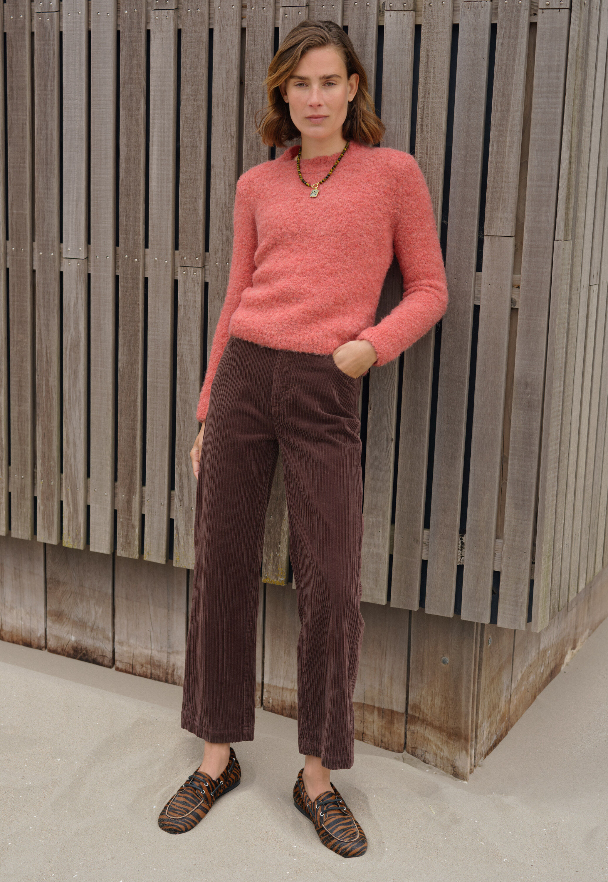 Cropped cord trousers