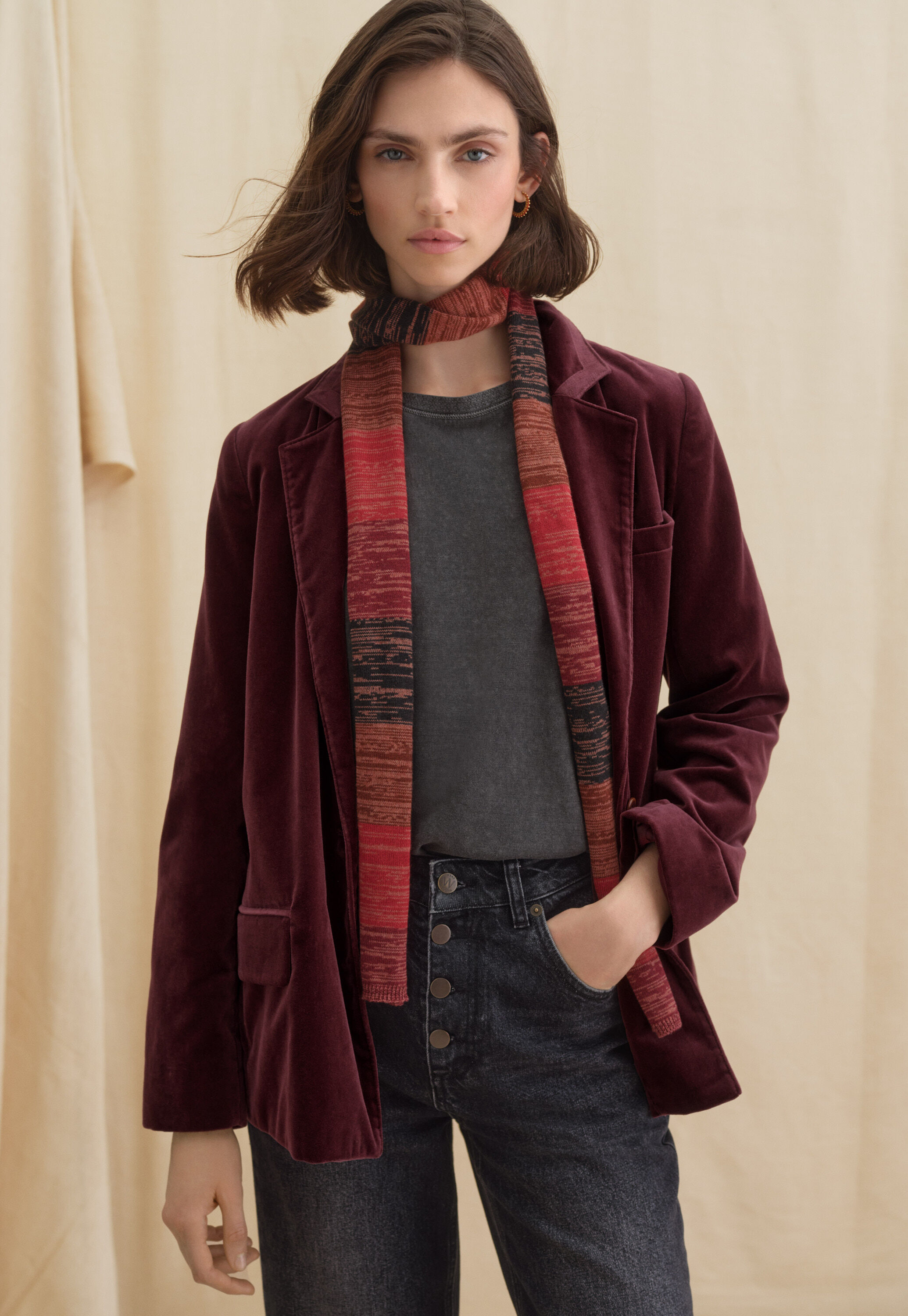 Skinny striped scarf