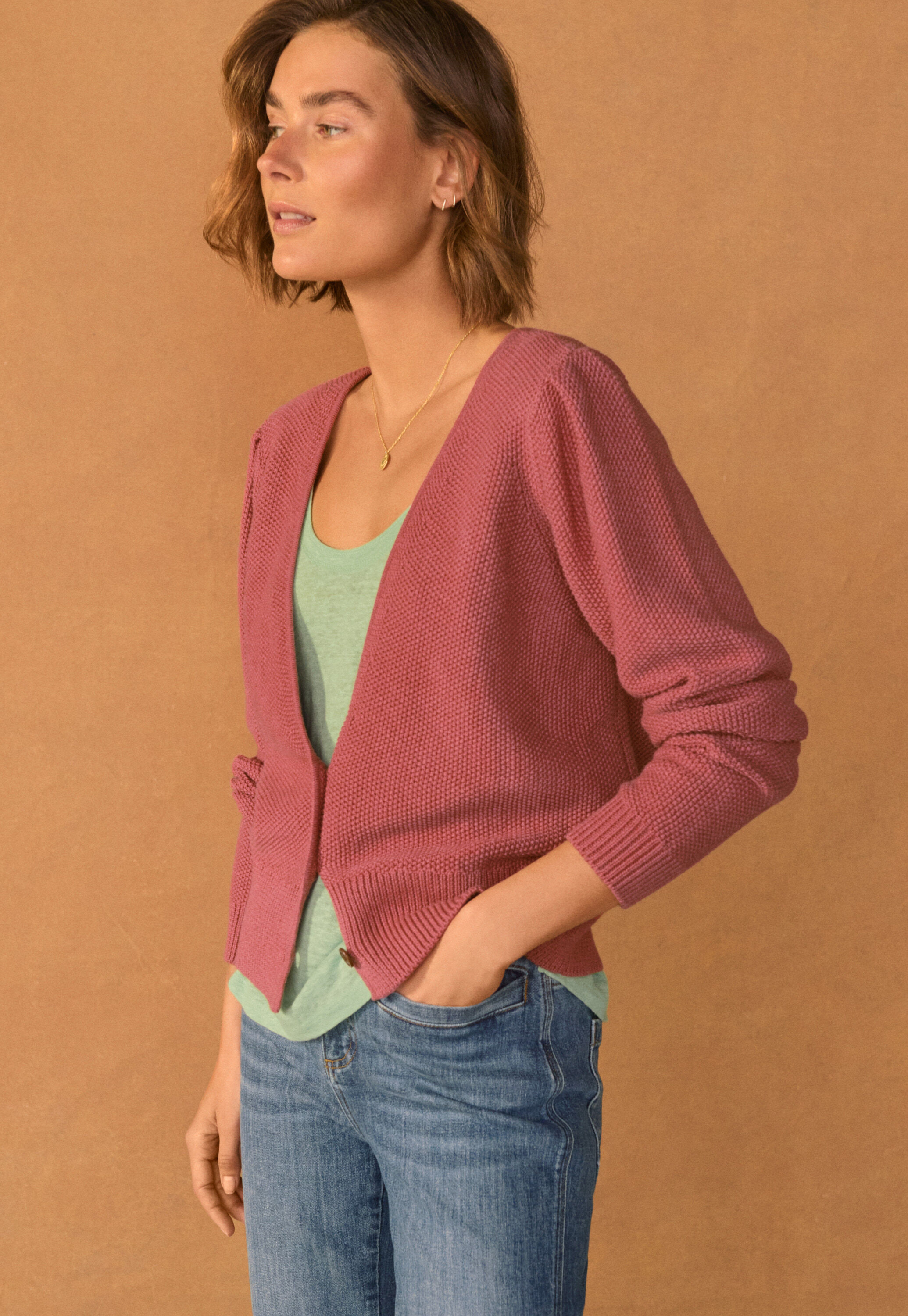 Moss-stitch cardigan
