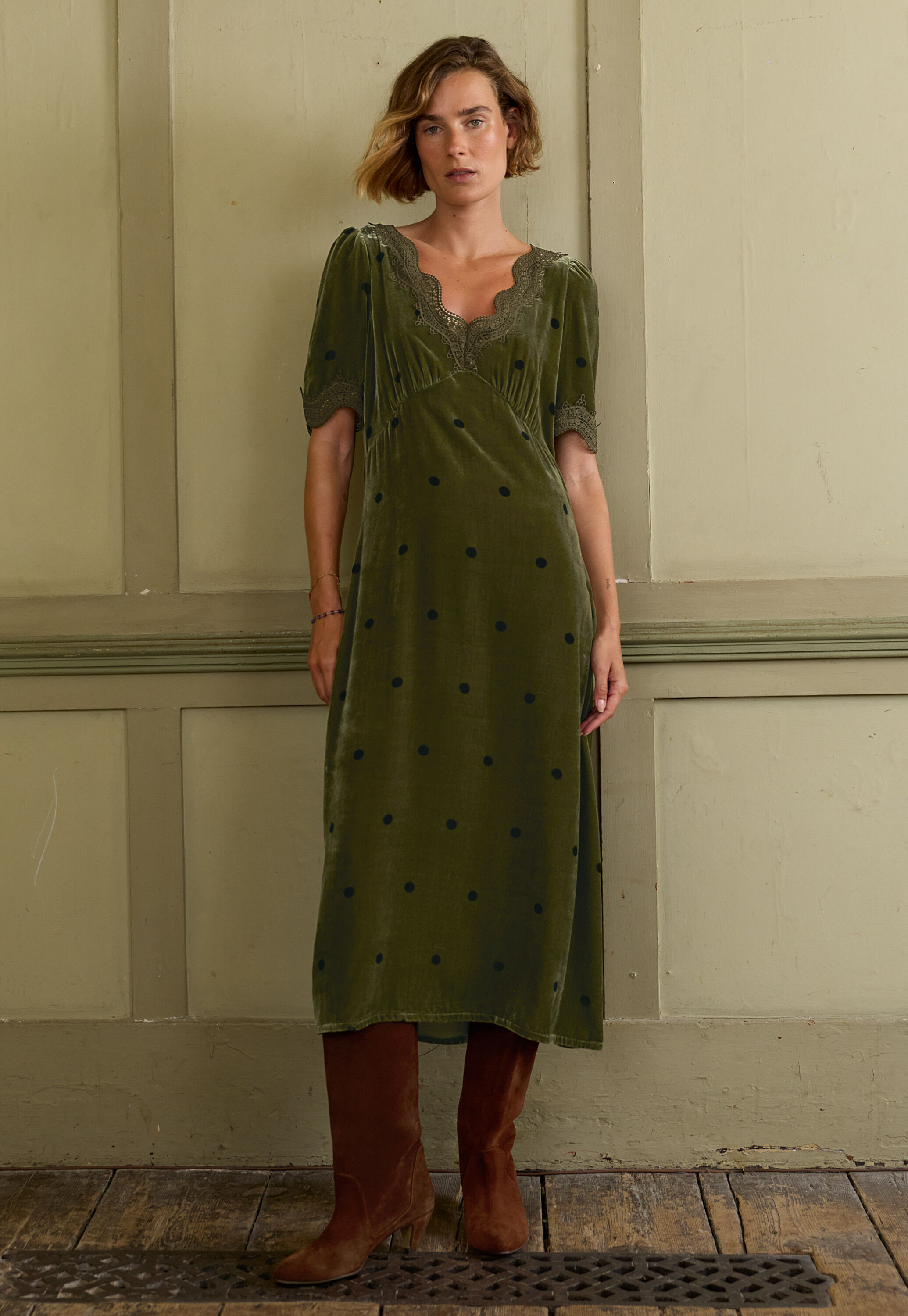 Velvet dress, Moss, large