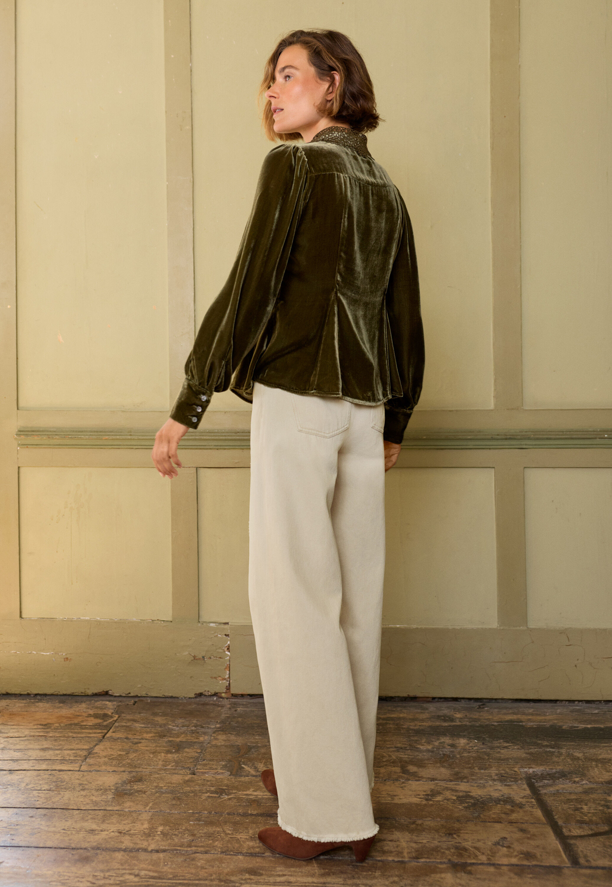 Velvet godet blouse