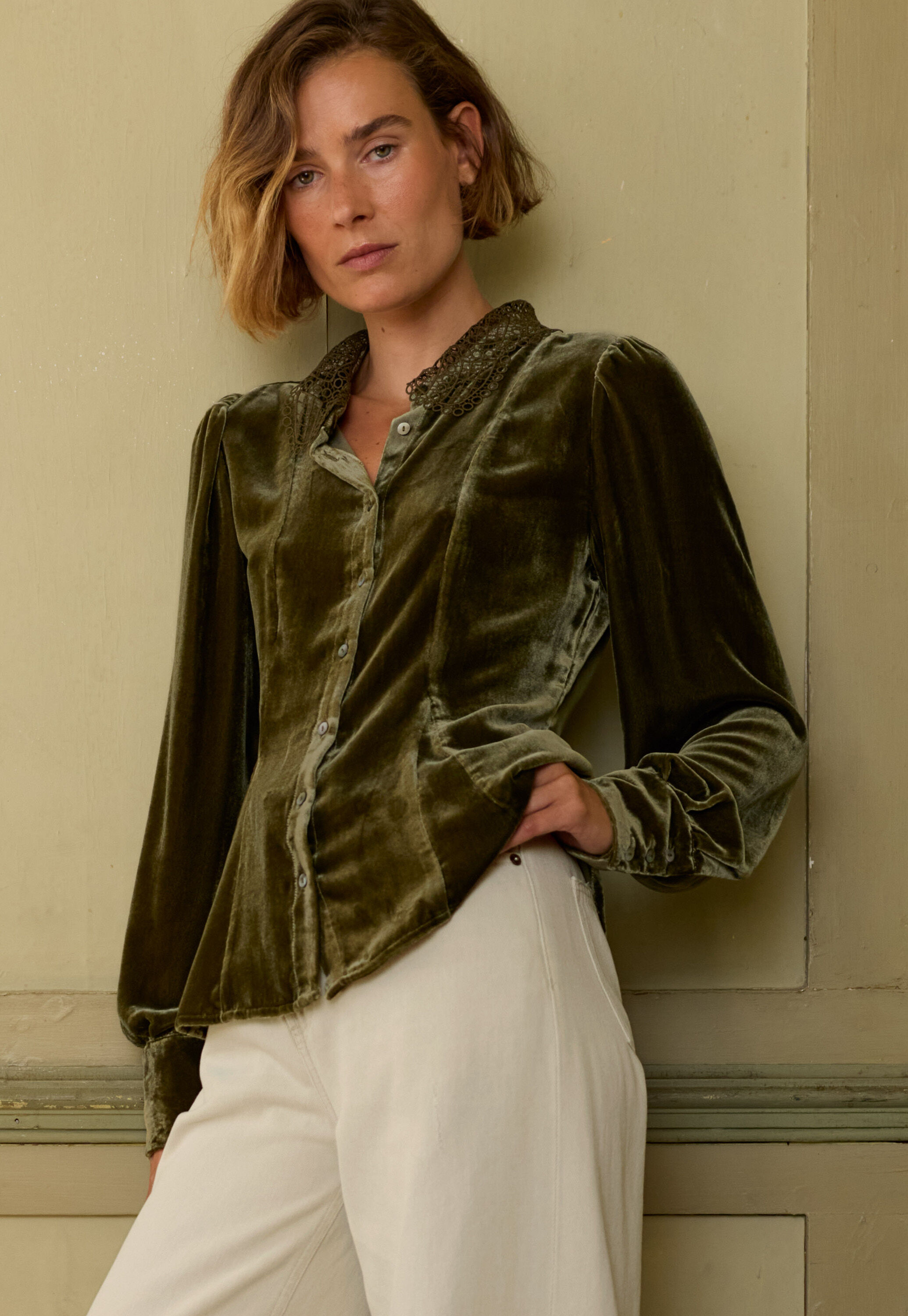Velvet godet blouse