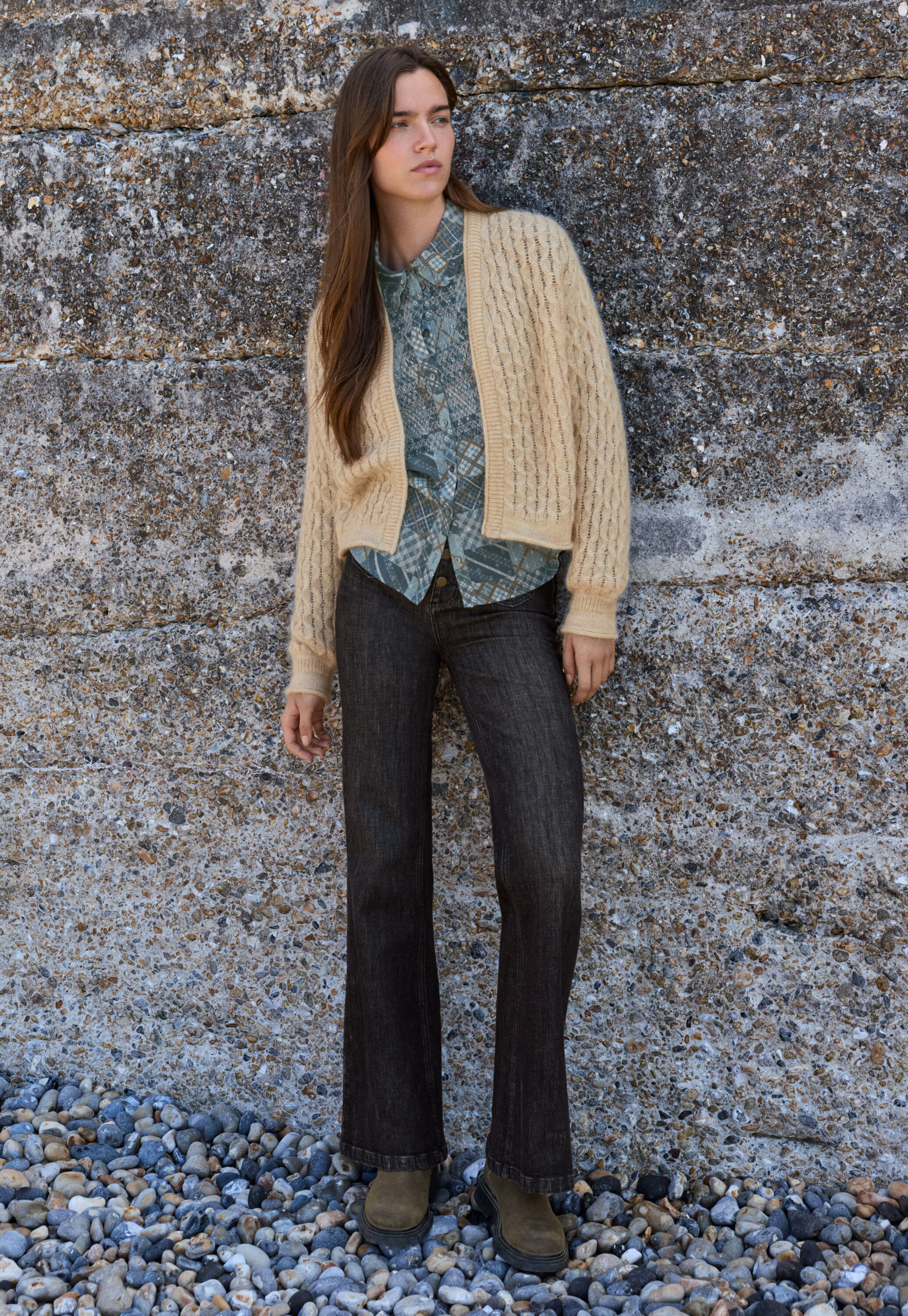 Printed blouse, Washed denim, large