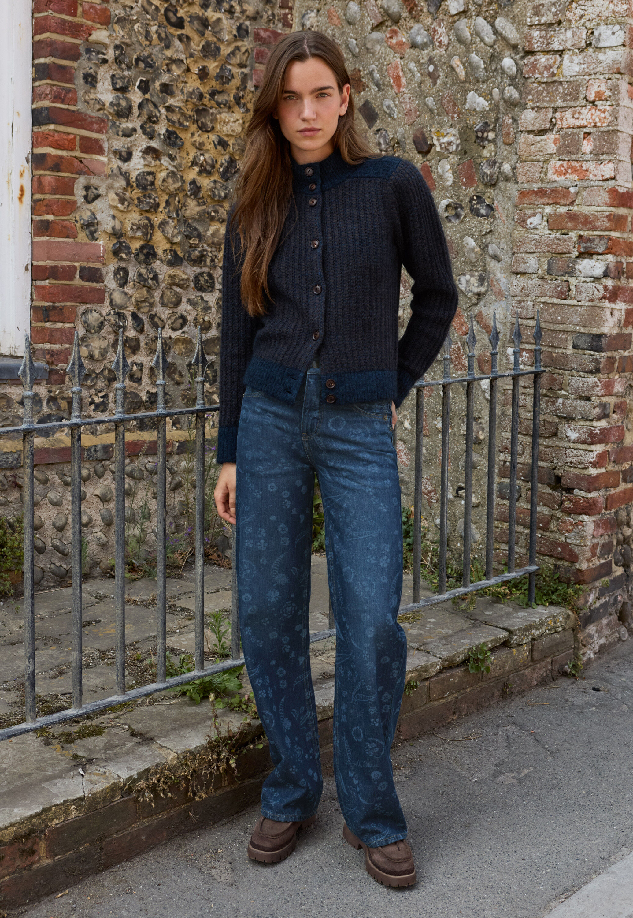 Stitch-detail knitted jacket, Midnight umber, large