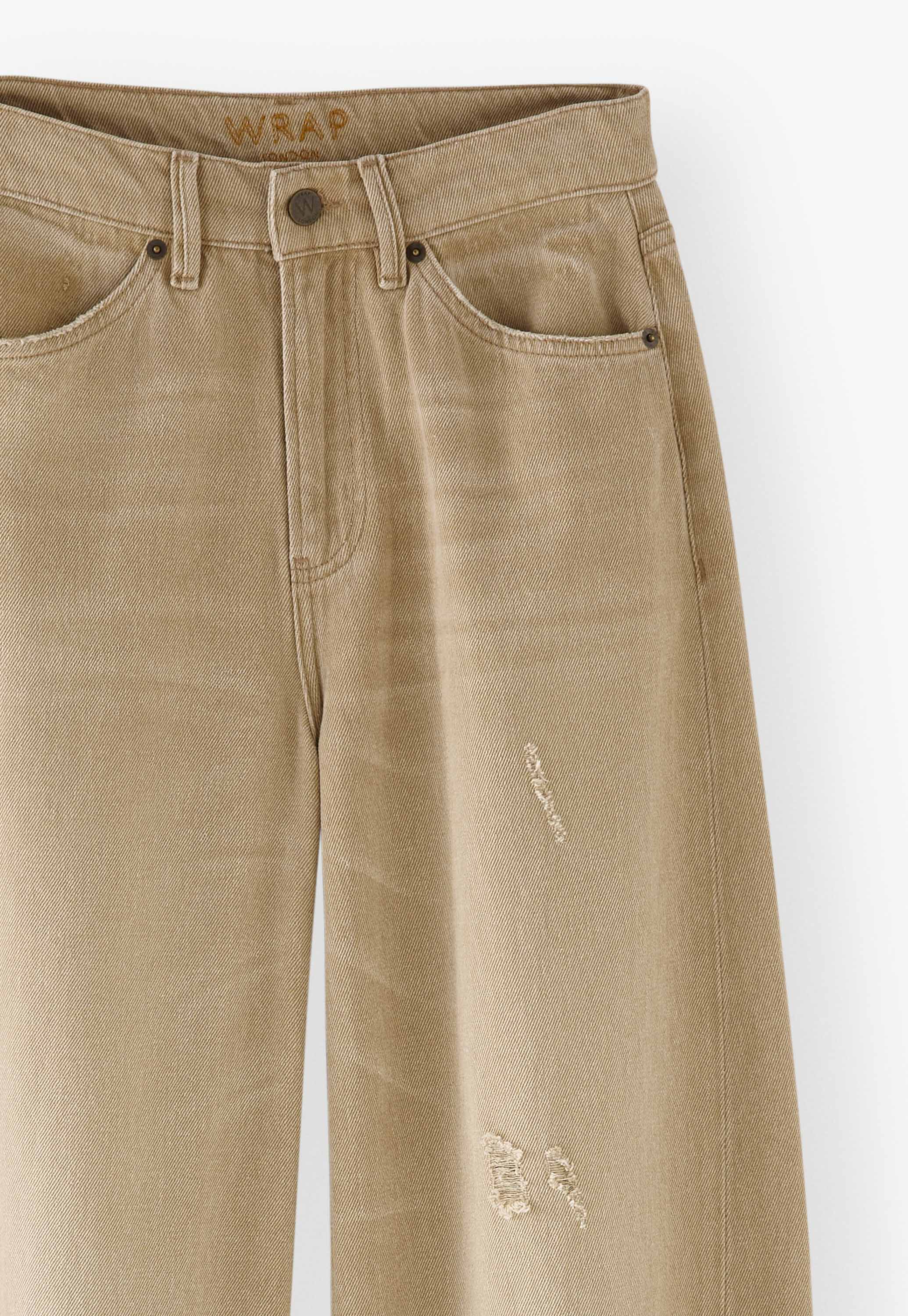 Mid-rise wide-leg jeans, Washed mushroom, large