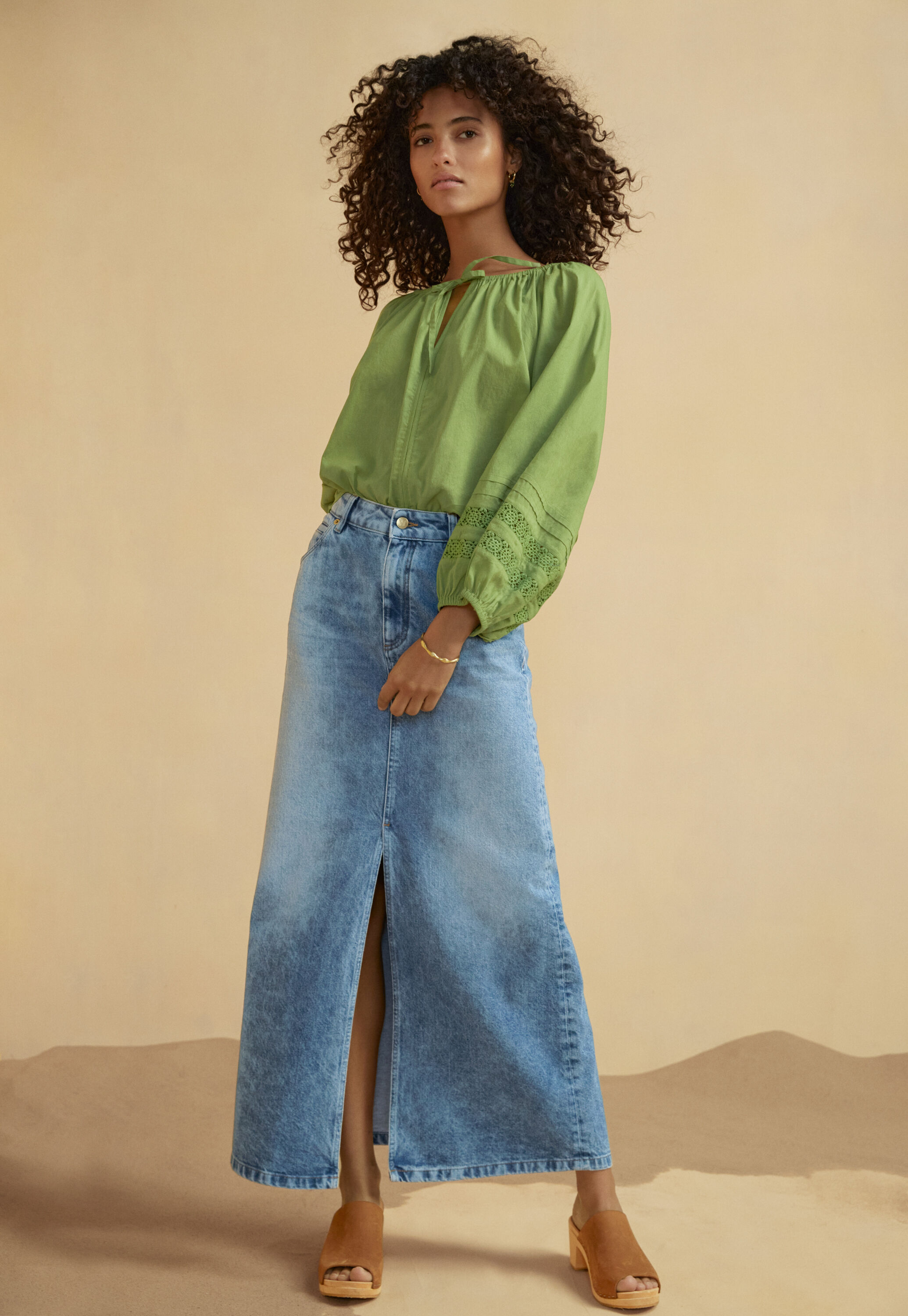 Denim maxi-skirt