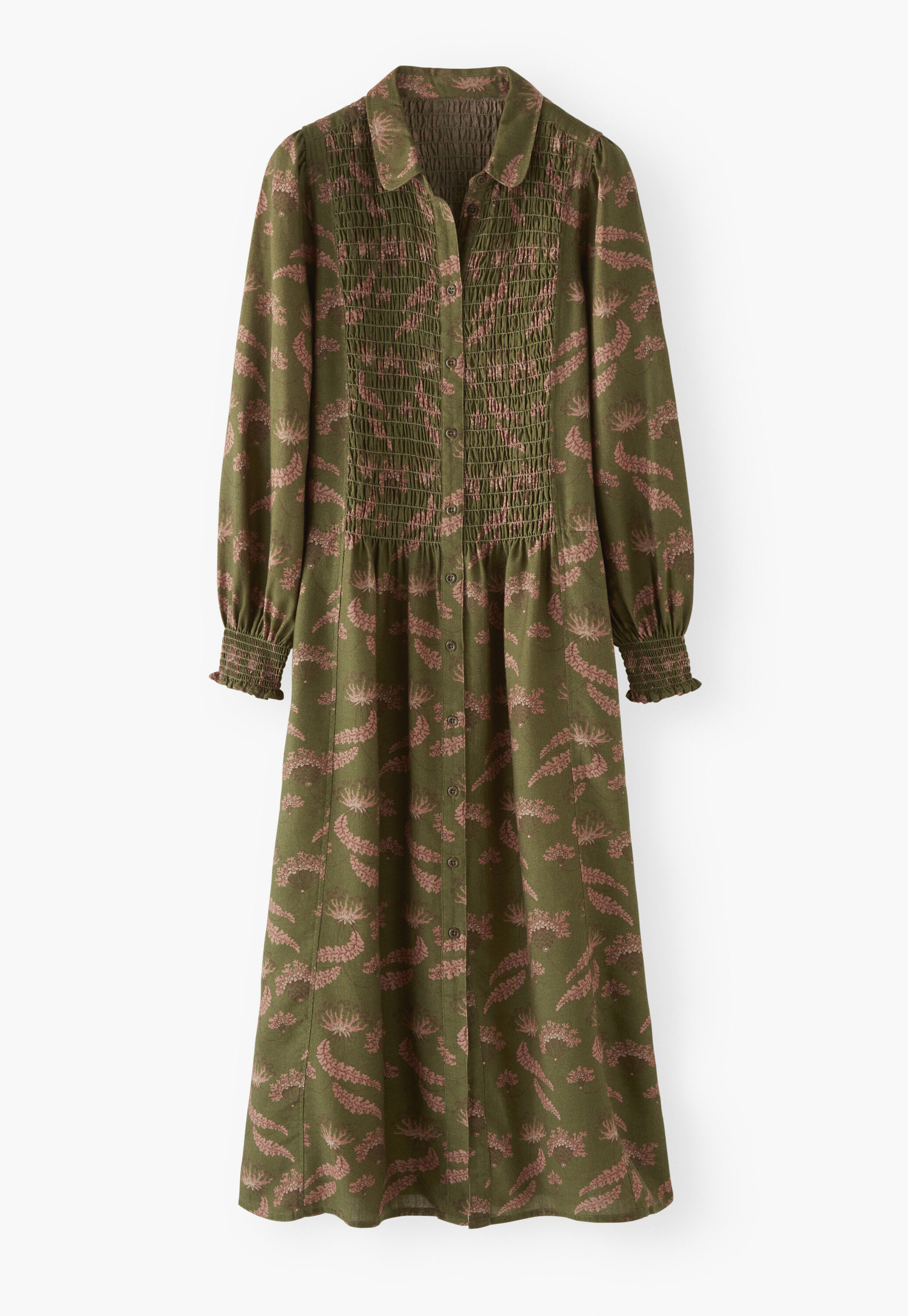 Printed dress, Warm olive, large