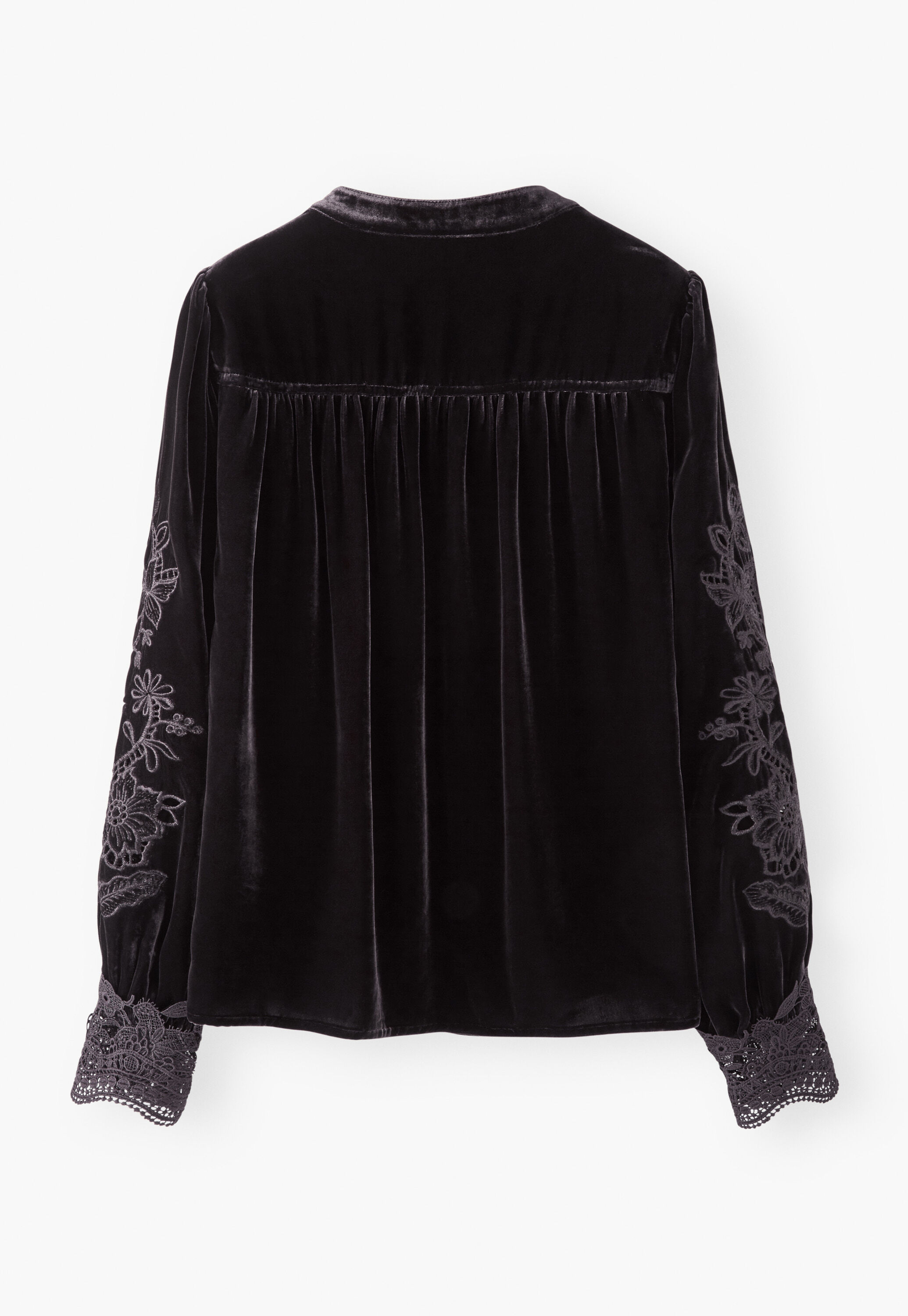 Velvet cutwork blouse, Black coffee, large