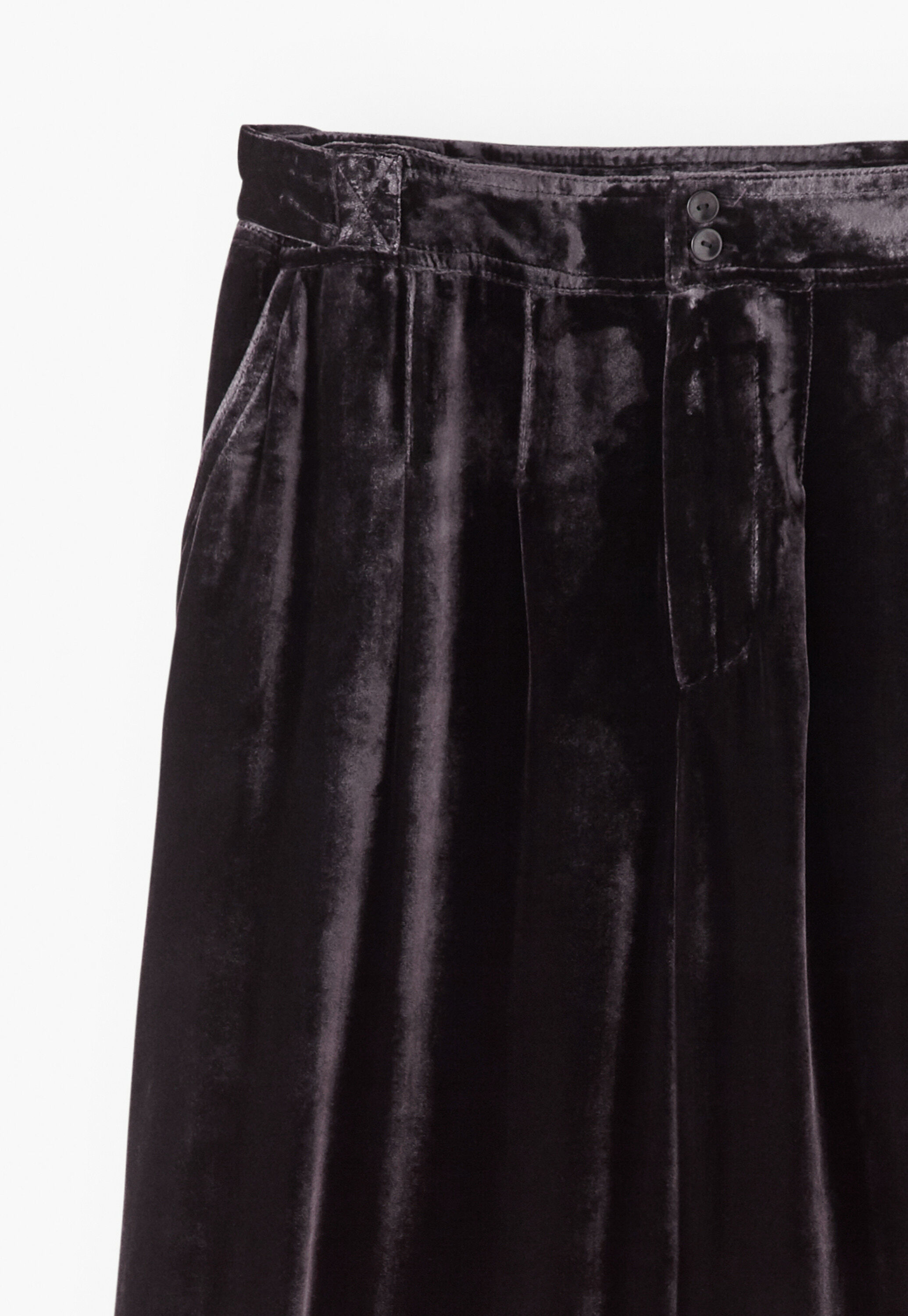 Velvet wide-leg trousers, Black coffee, large