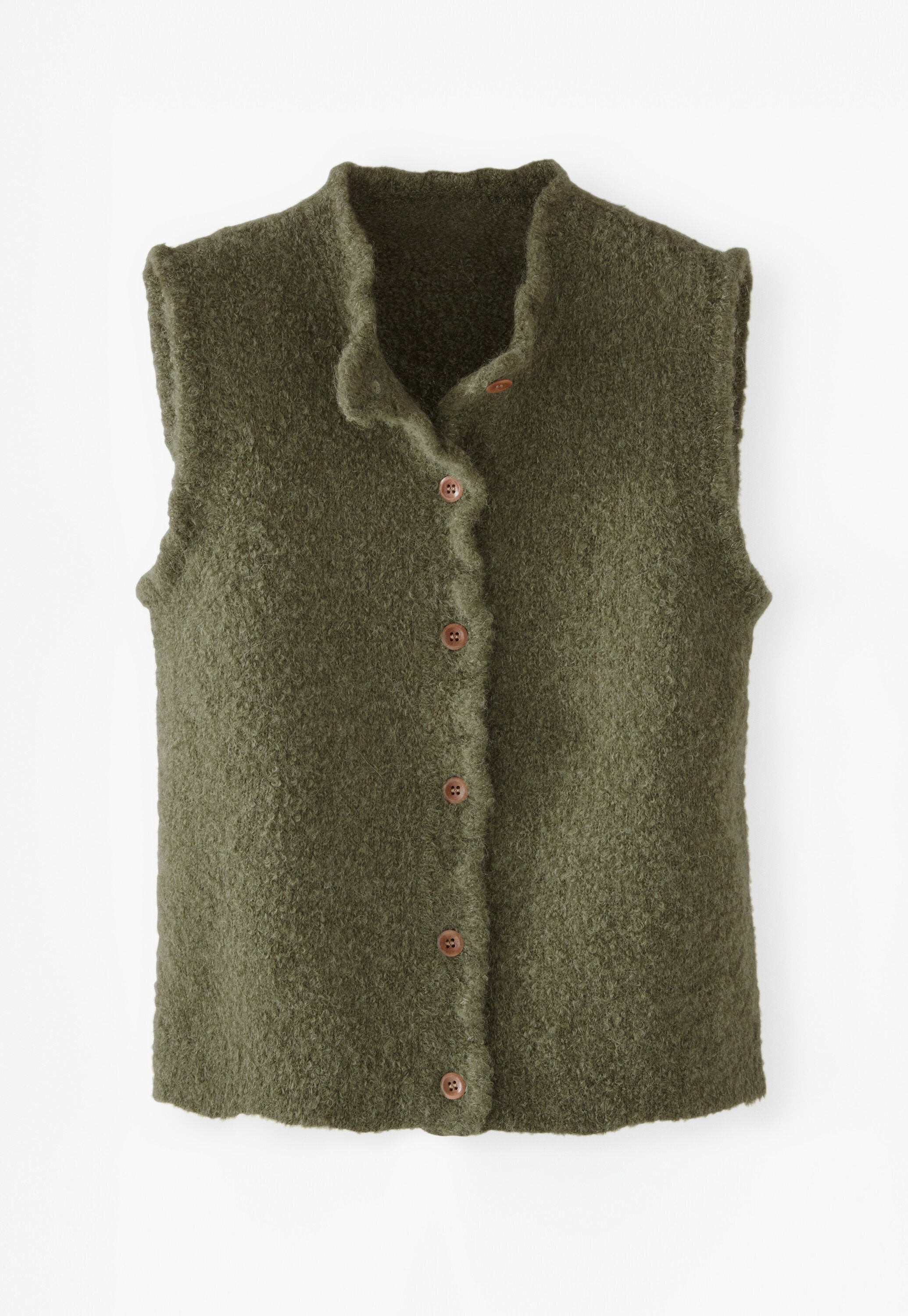 Frill-edge knitted gilet