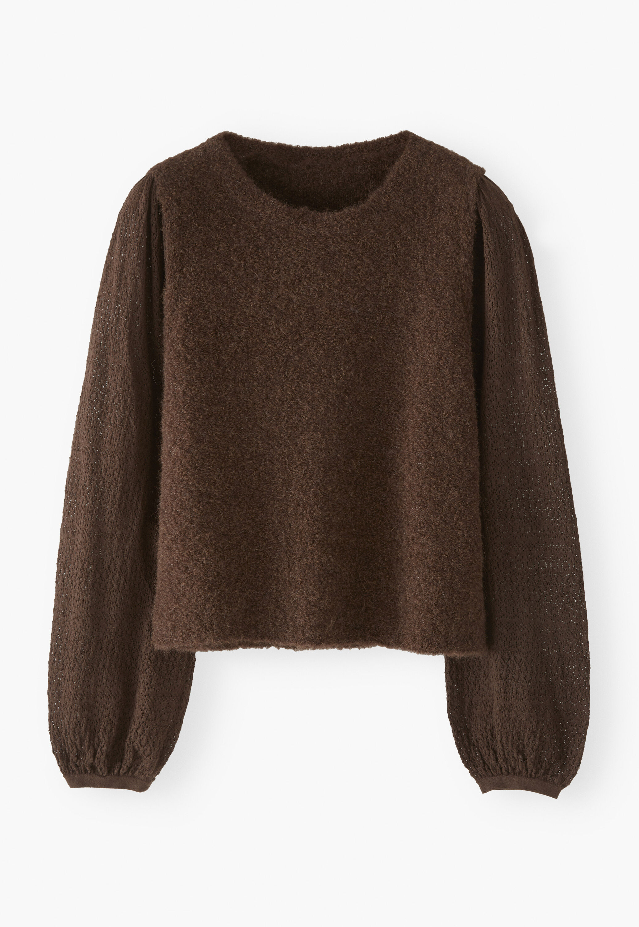 Pointelle-sleeve sweater