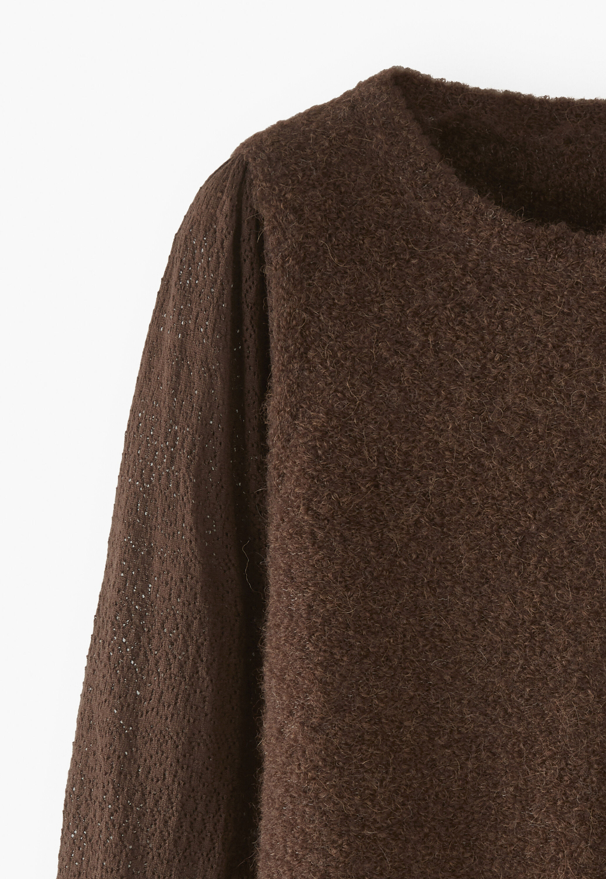 Pointelle-sleeve sweater