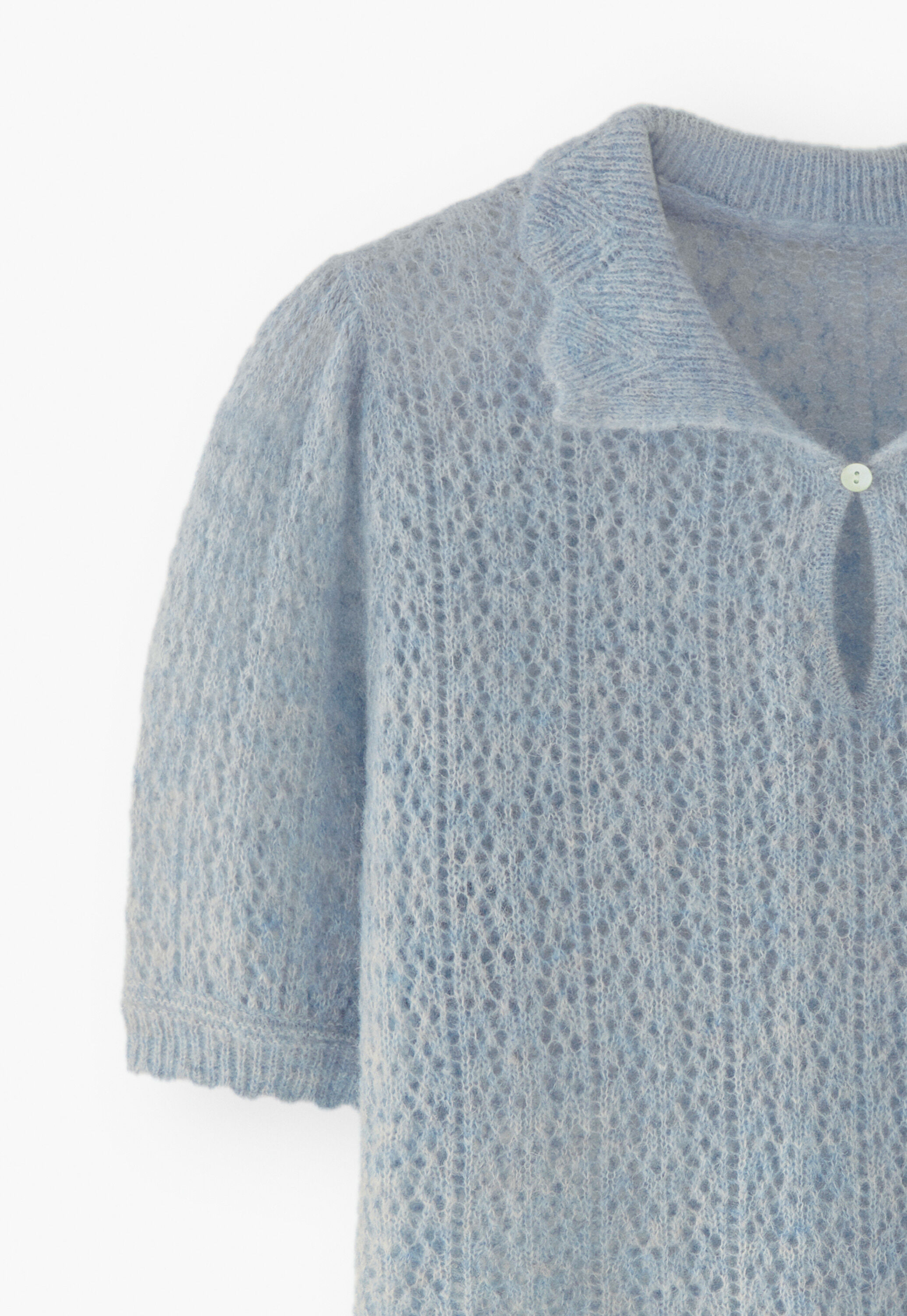 Lace-stitch sweater, Chalk blue, large