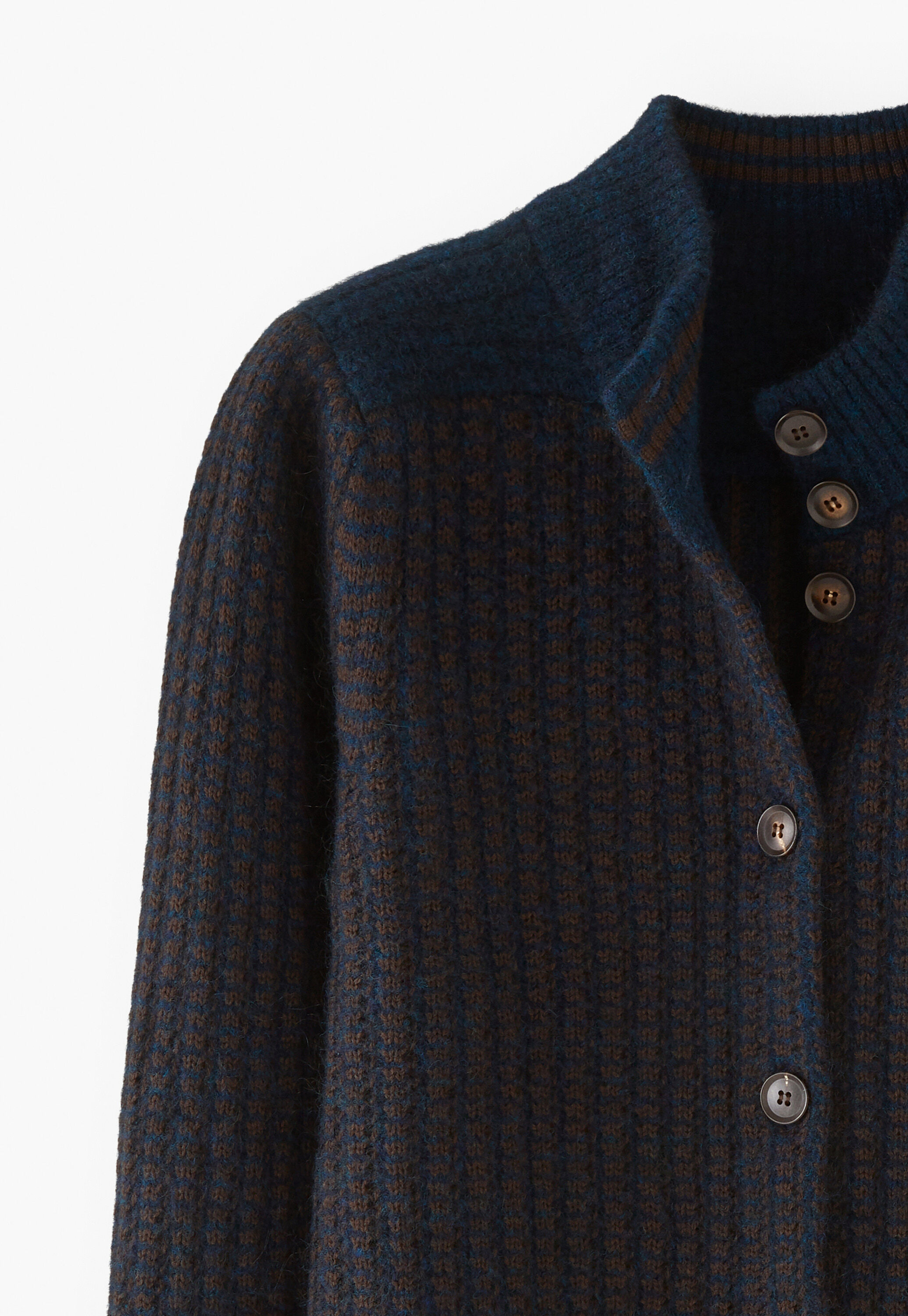 Stitch-detail knitted jacket, Midnight umber, large