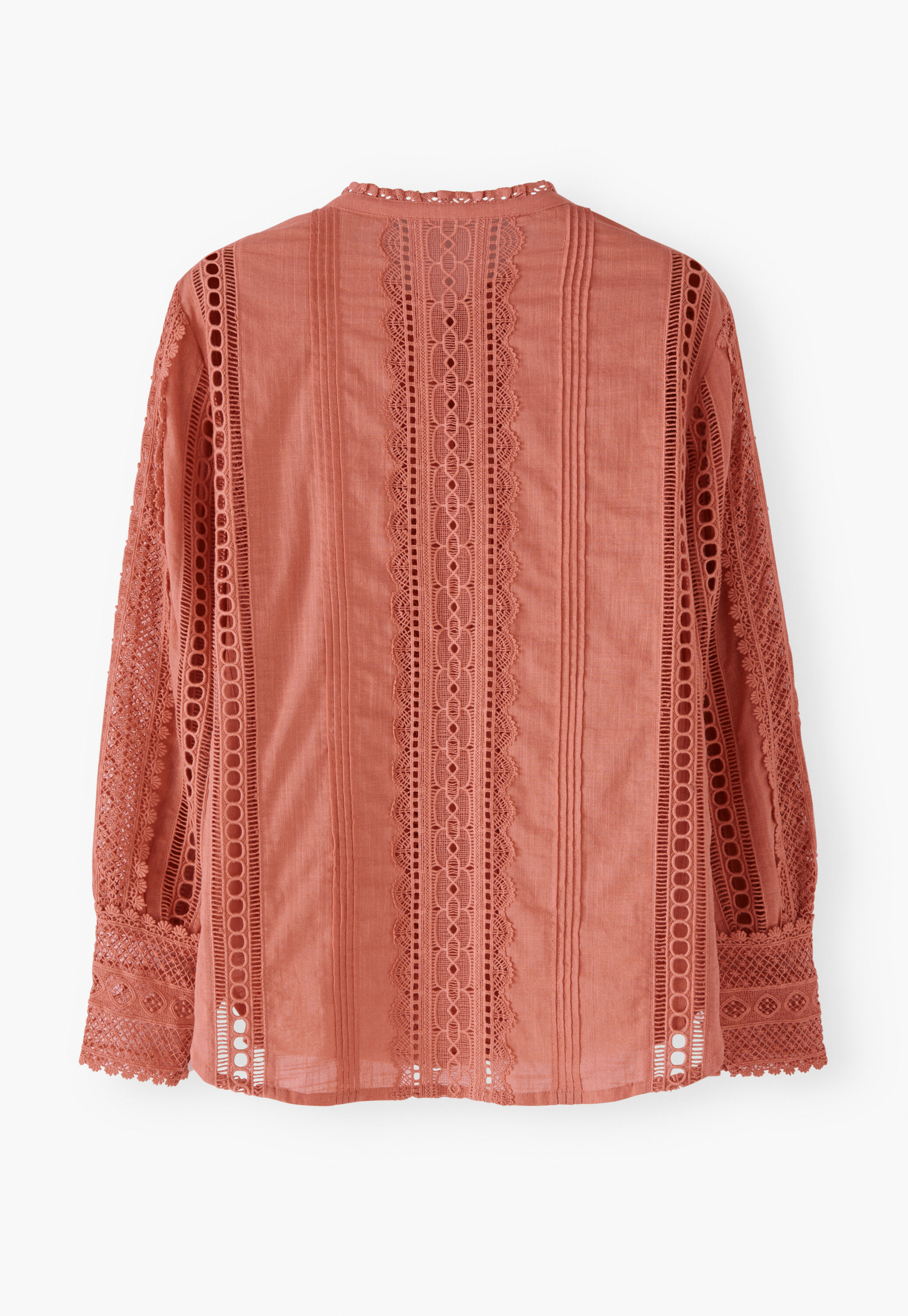 Lace blouse, Coral, large