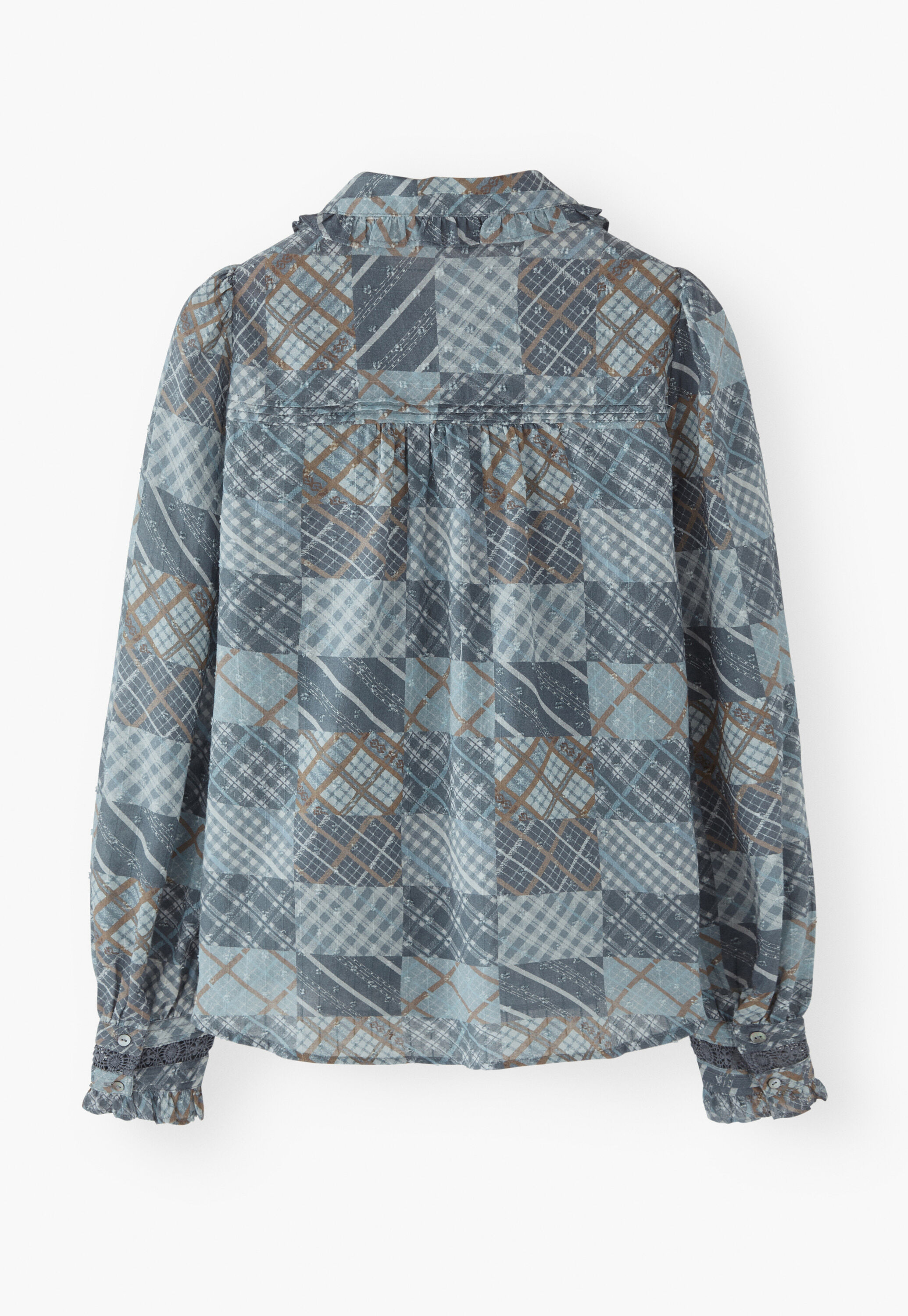Printed blouse, Washed denim, large